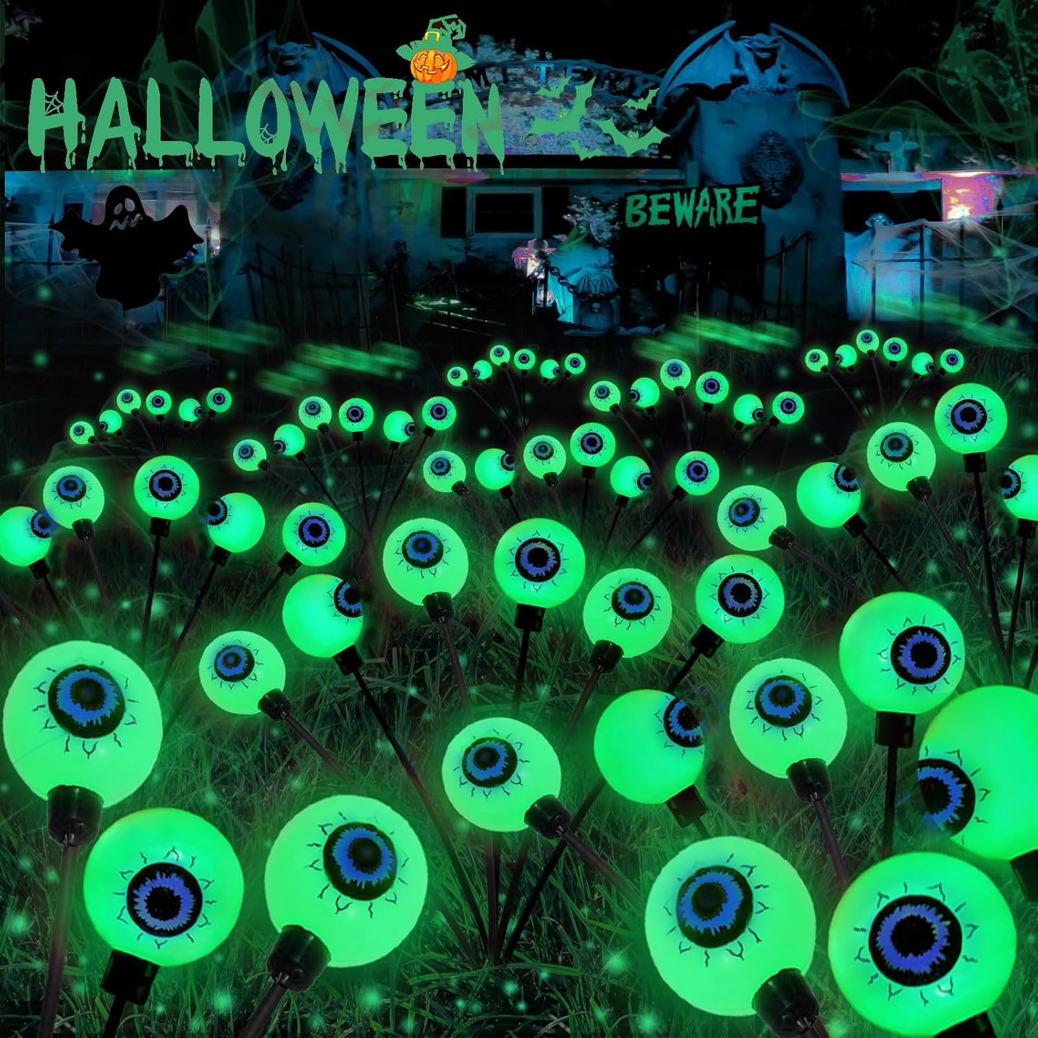 6Pack 36LED Halloween Decorations Outdoor Solar Eyeball Lights, Waterproof Swayi...