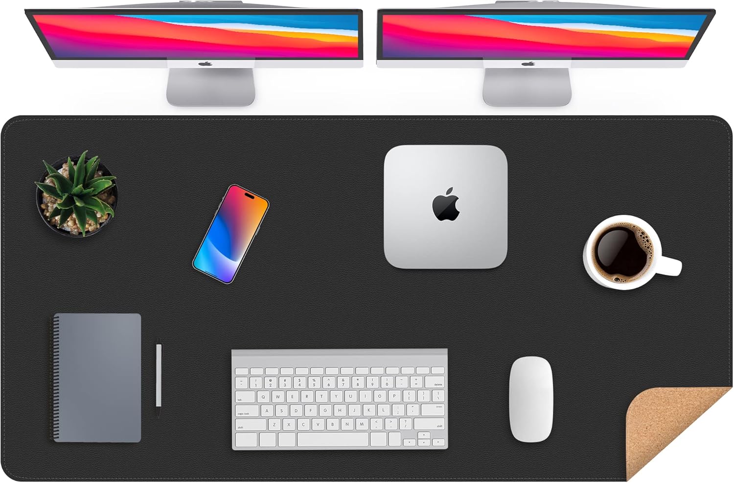 Large Desk Mat 47" x 23.7", Special Leather Desk Mat, Innovative Double-Sided De...