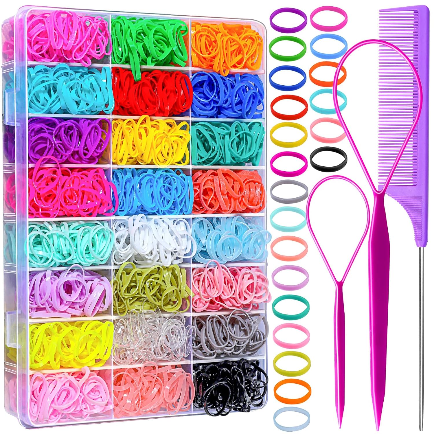 YGDZ Elastic Hair Bands 24 Colors, 1500 pcs Mini Hair Rubber Bands for Hair, Sma...