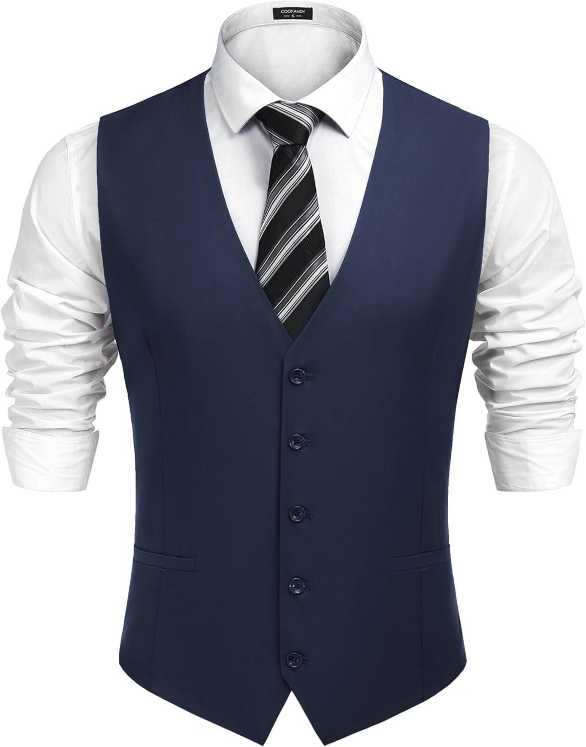 COOFANDY Men's Business Suit Vest Casual Dress Vest Slim Fit Formal Waistcoat Na...