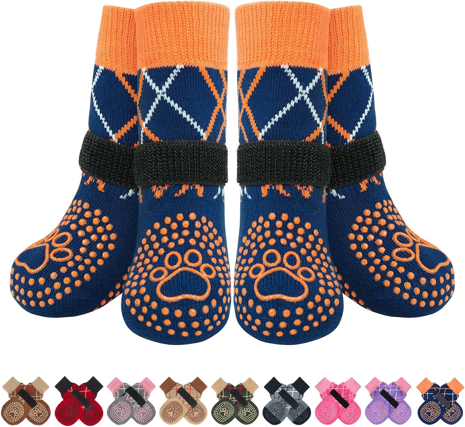 BEAUTYZOO Dog Socks to Prevent Licking Paws for Hardwood Floors Anti Slip, Dog S...