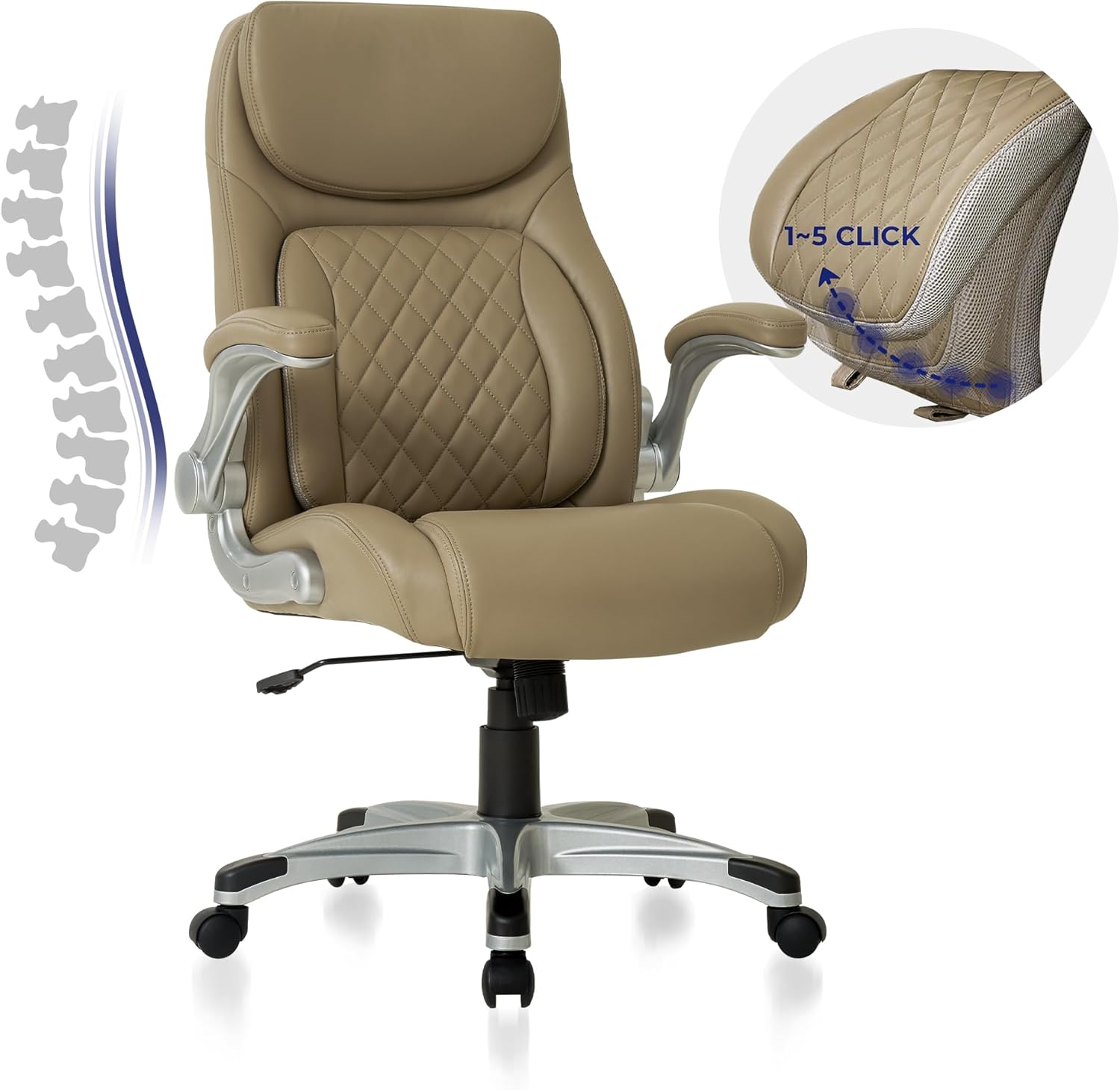 Nouhaus Ergonomic Office Chair Premium Microfiber Leather Adjustable Lumbar Supp...