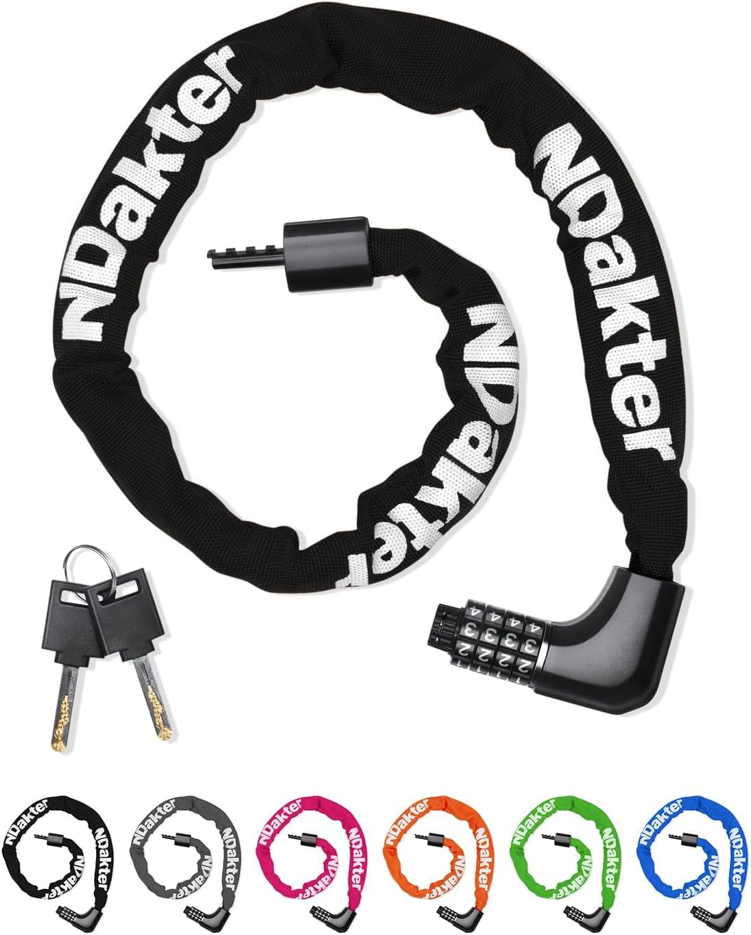 NDakter Bike Locks High Security with Two Ways to Unlock, 4-Digits Resettable Co...
