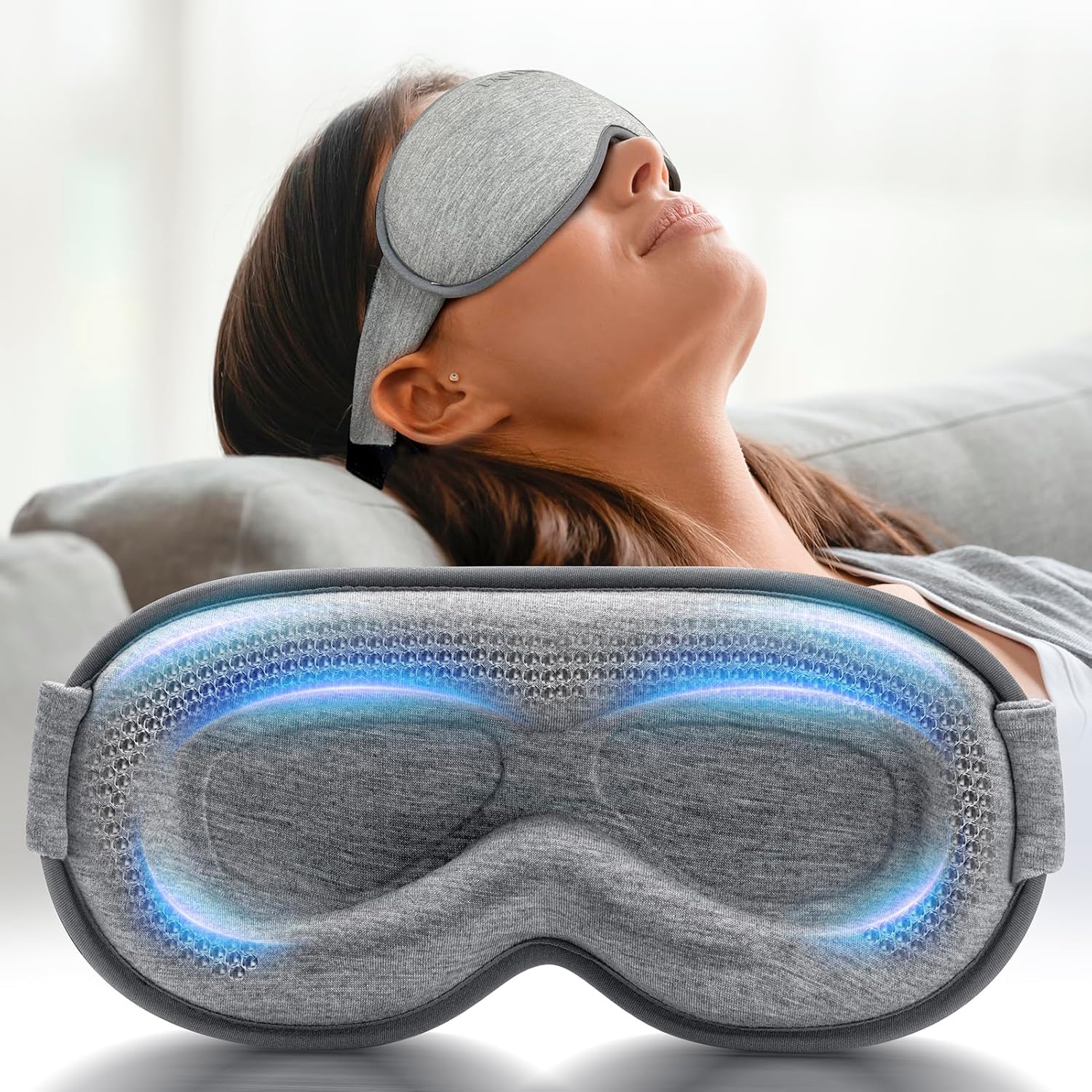 Weighted Eye Mask for Sleeping - Blackout Sleep Mask for Women Men, FACEMOON Las...