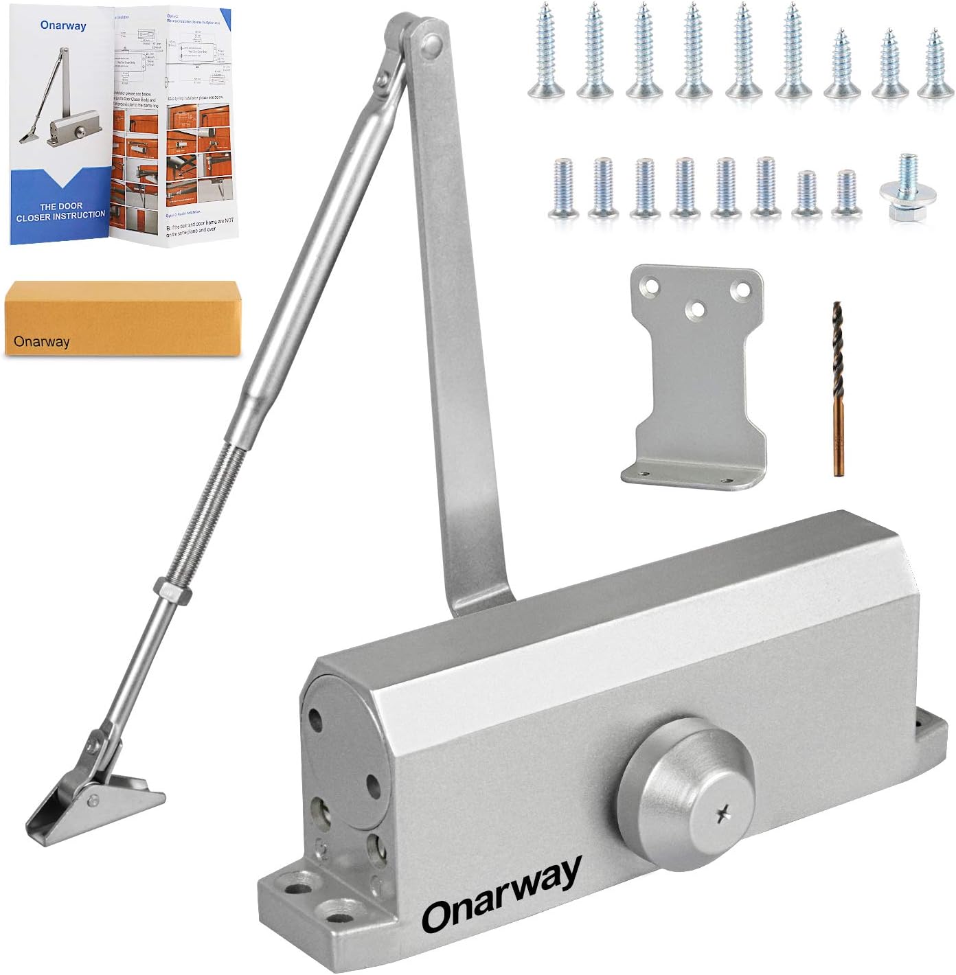 Onarway Door Closer Adjustable Automatic Size 4 Spring Hydraulic for Home & Comm...