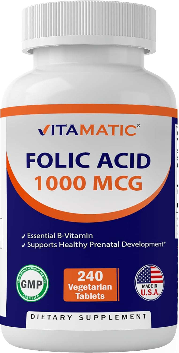 Vitamatic Folic Acid 1000 mcg (1 mg) - Vegetarian...