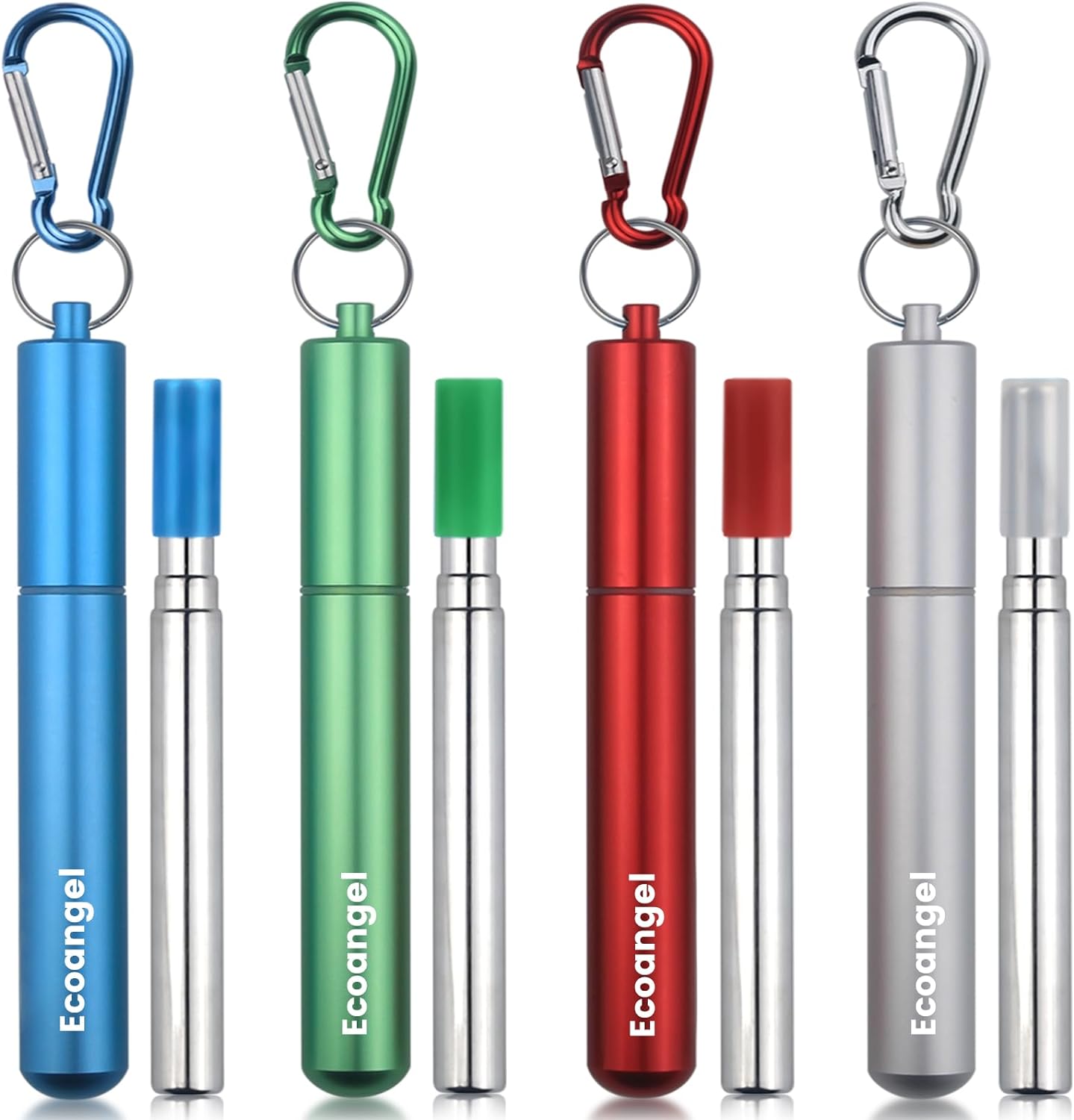 Collapsible Stainless Steel Drinking Straws, Unique Straws with Aluminum Case, P...