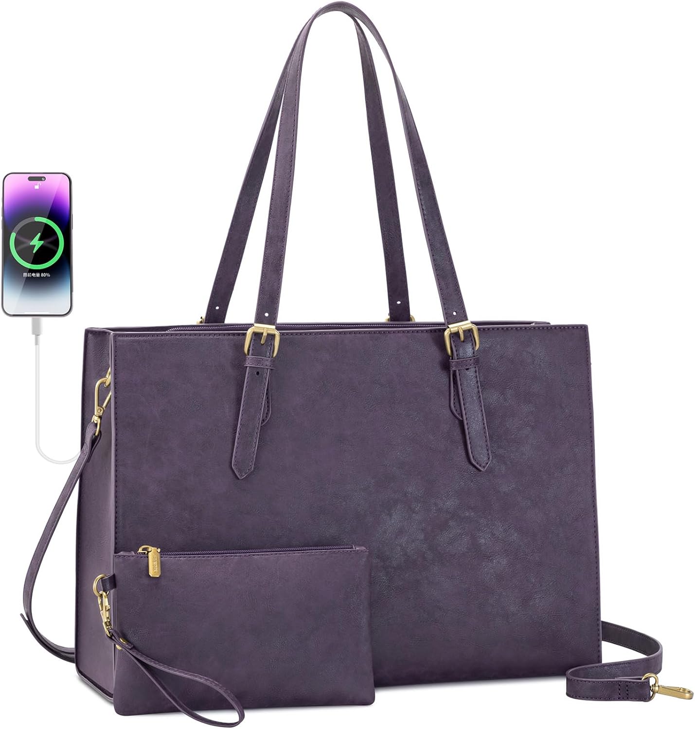 LOVEVOOK Laptop Bag for Women, 15.6 Inch Large Waterproof Leather Work Briefcase...
