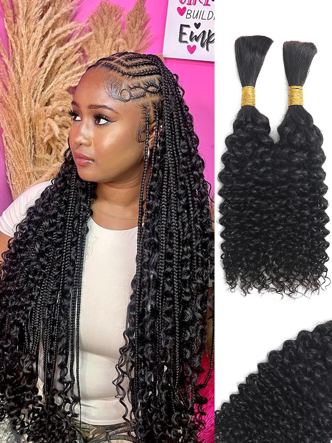 16Inch Human Braiding Hair Curly Human Hair Braiding Hair 100 Percent Human Brai...