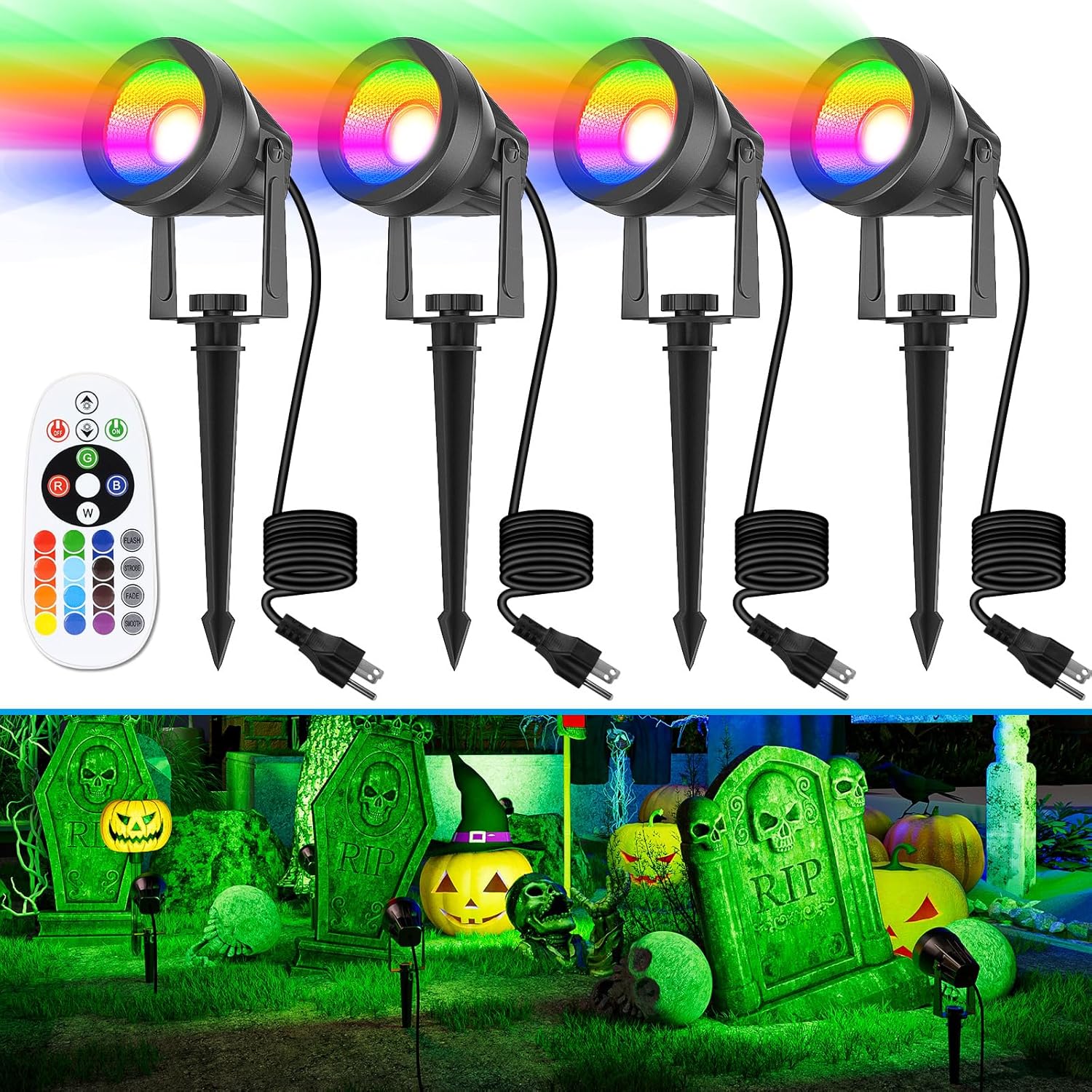 VOLISUN Halloween Spotlights, Unique Color Changing Spot Light for Outdoor Light...