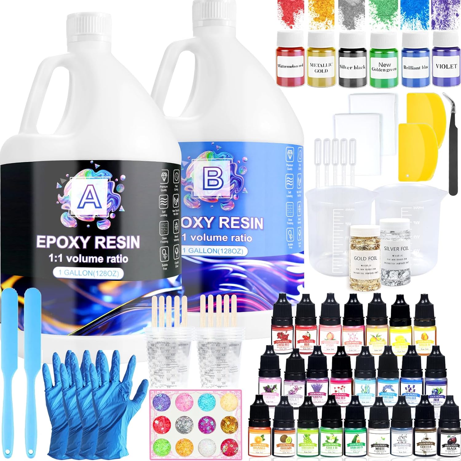 Ghguole Epoxy Resin Kits-7.6 L/2 Gallons Crystal Clear Epoxy Resin&Hardener for...