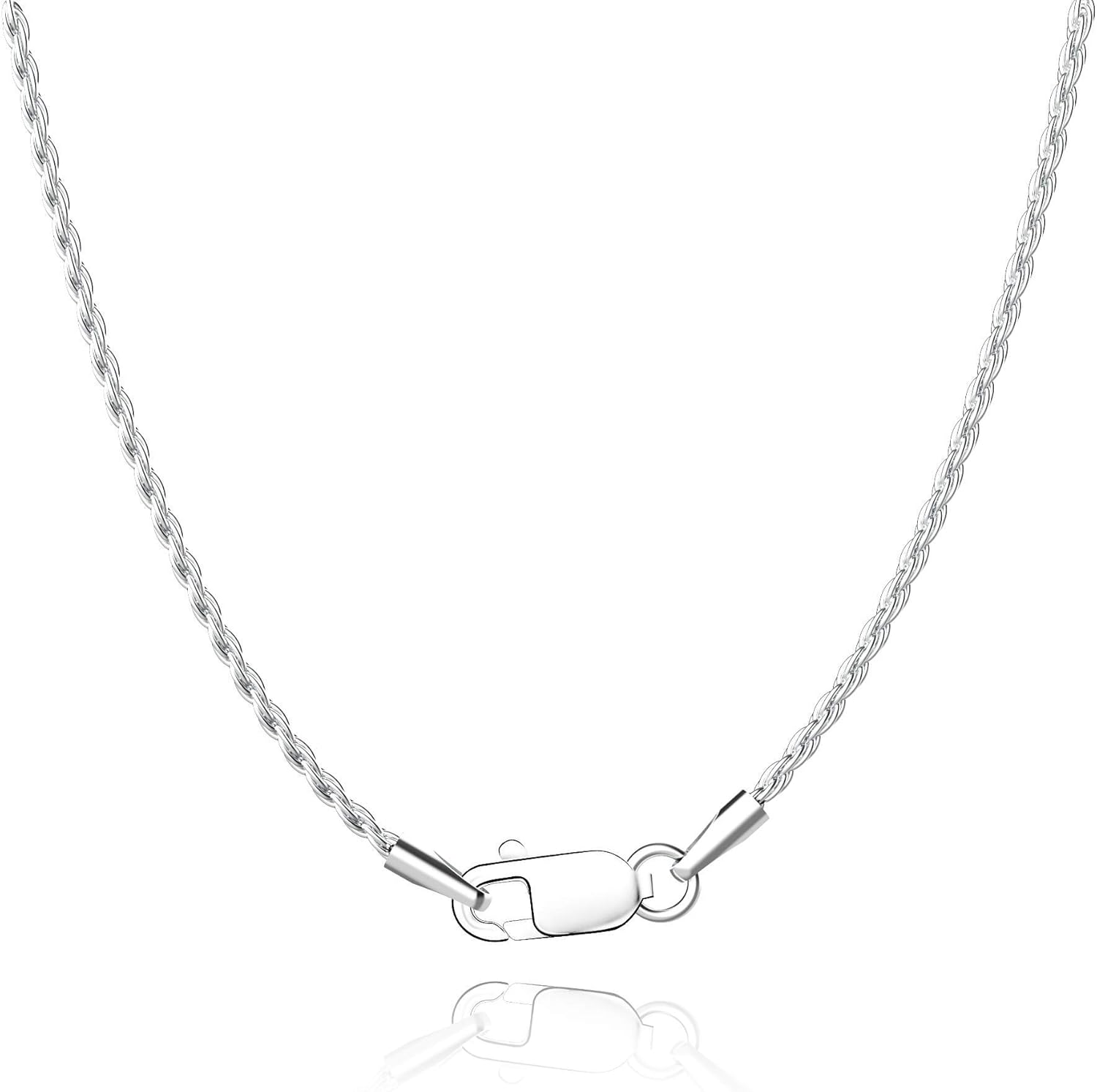 Jewlpire Solid 18K Gold Over 925 Sterling Silver Chain Necklace for Women, 1.35m...
