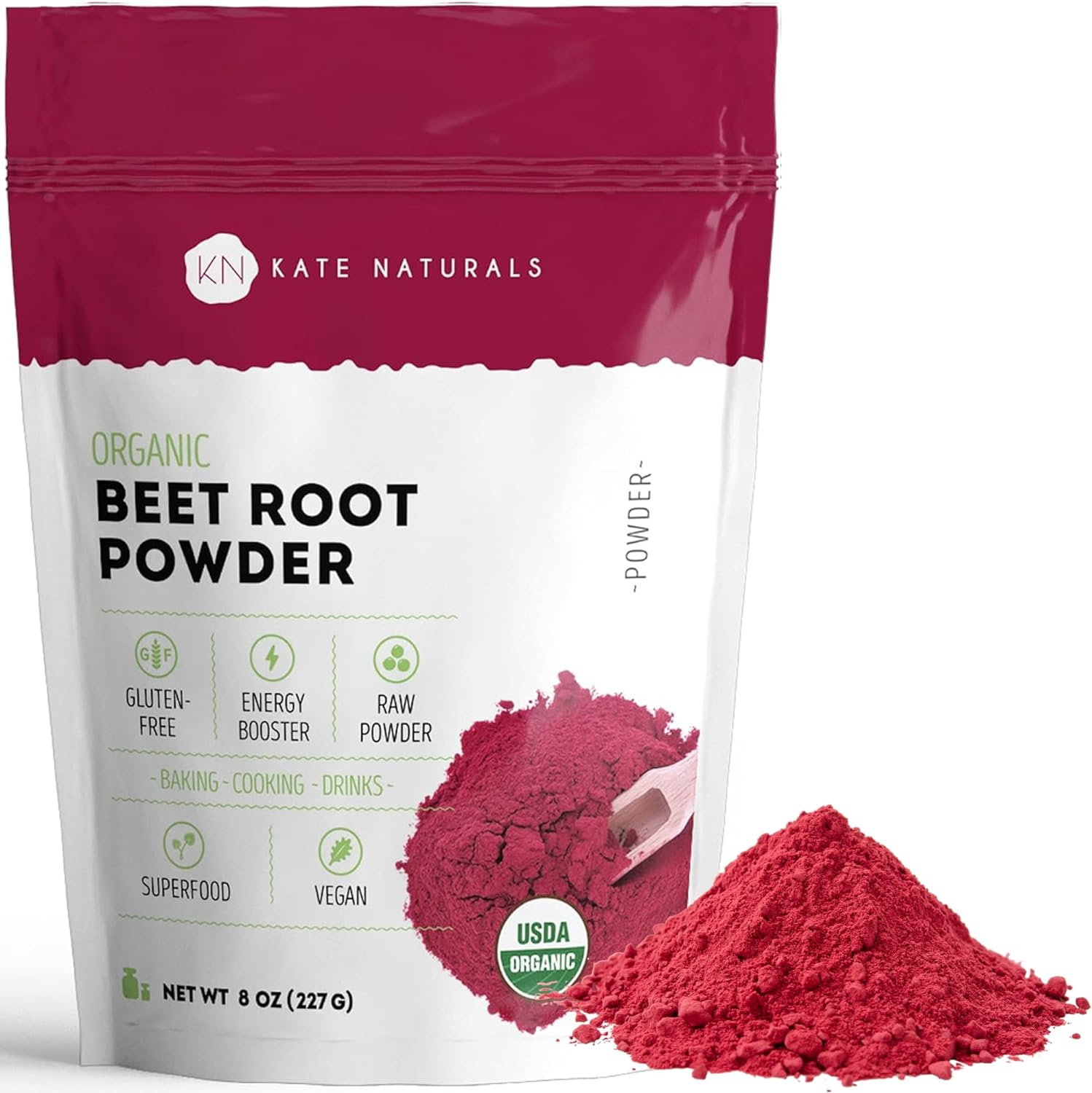 Kate Naturals Beet Root Powder Organic for Smoothie & Energy Boost. Nitric Oxide...