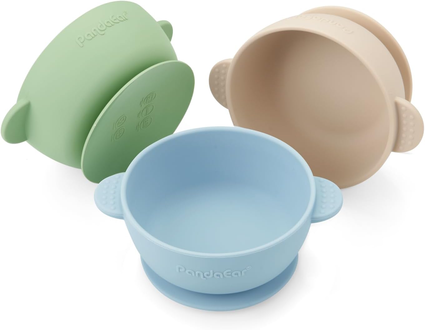 PandaEar 3 Pack Baby Bowls with Suction| Stay Put Silicone Food Bowl for Babies...