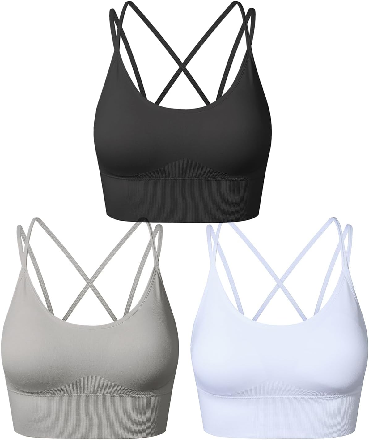 SEGRILA Strappy Sports Bras for Women Crisscross Back Yoga Workout Bras with Rem...