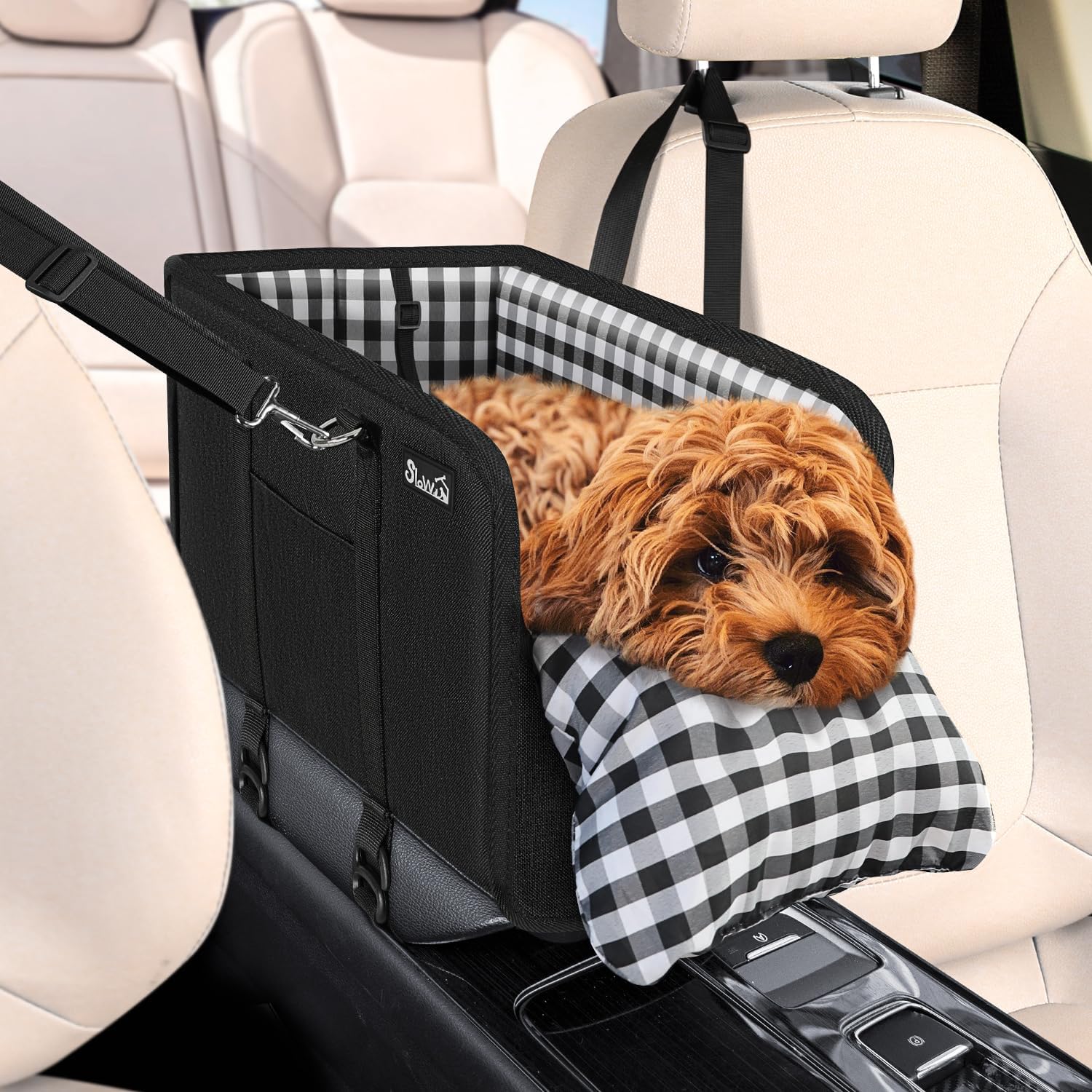SlowTon Console Dog Car Seat - Portable Dogs Armrest Booster Seat for Small Dog,...