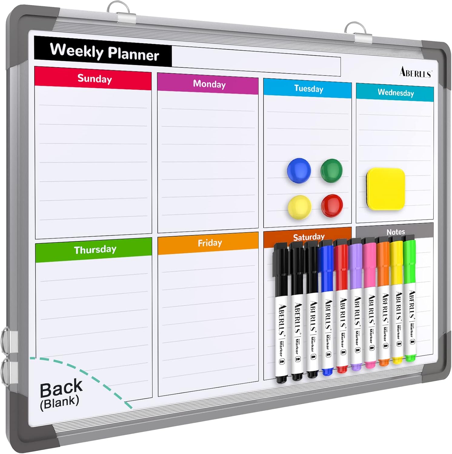 Small Weekly Calendar Dry Erase Whiteboard for Wall, 16" x 12" Magnetic Dry Eras...