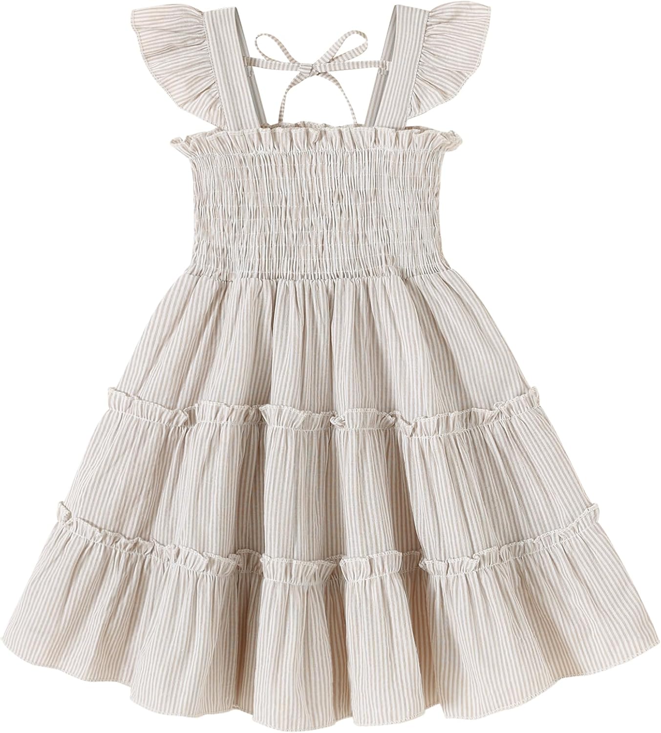 YOUNGER TREE Toddler Dress Baby Girl Summer Clothes Ruffle Sleeve Floral Smock B...