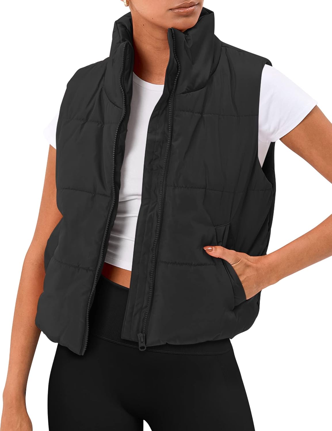 Trendy Queen Puffer Vest Women Sleeveless Winter Outerwear Warm Puffer Lightweig...