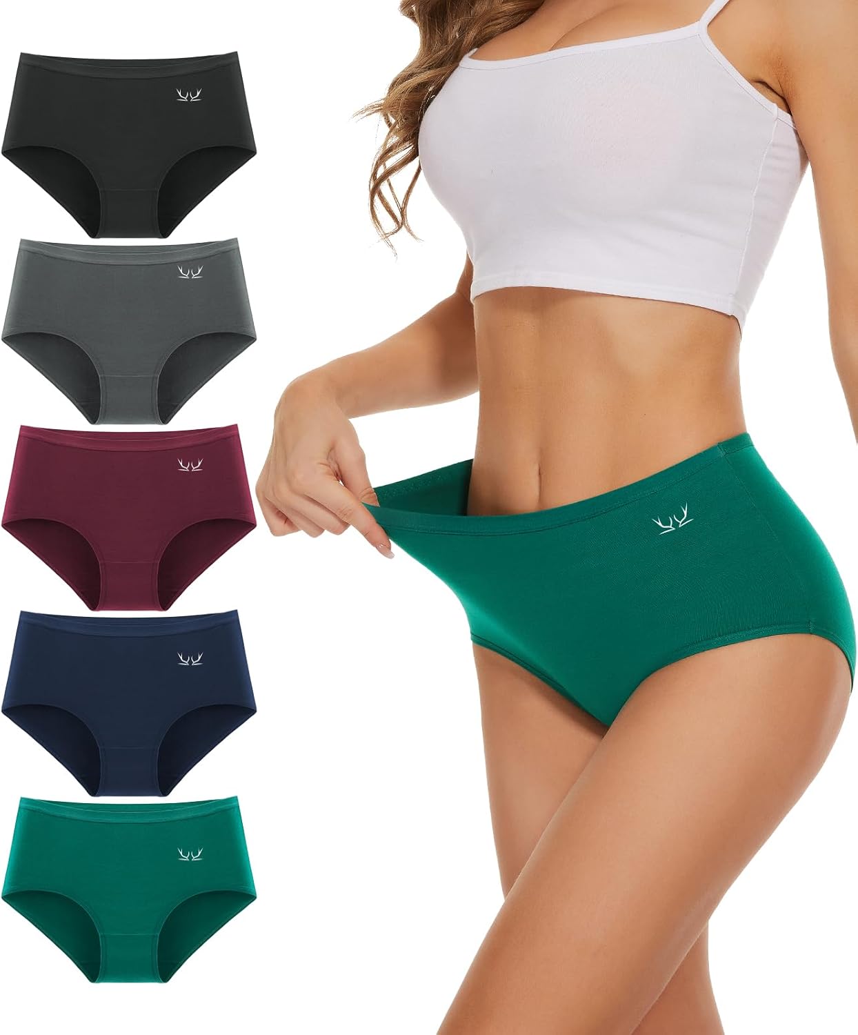 TANSTC Underwear Women Pack High Waisted Cotton Underwear Full Coverage Ladies P...