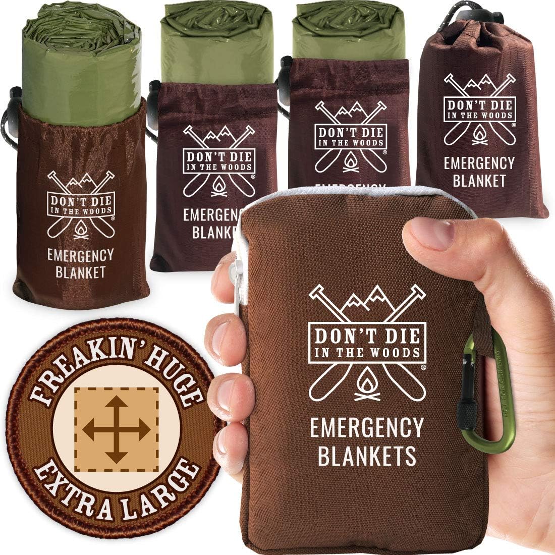 Don't Die In The Woods - Freakin’ Huge Emergency Blankets [4-Pack] Extra-Large T...