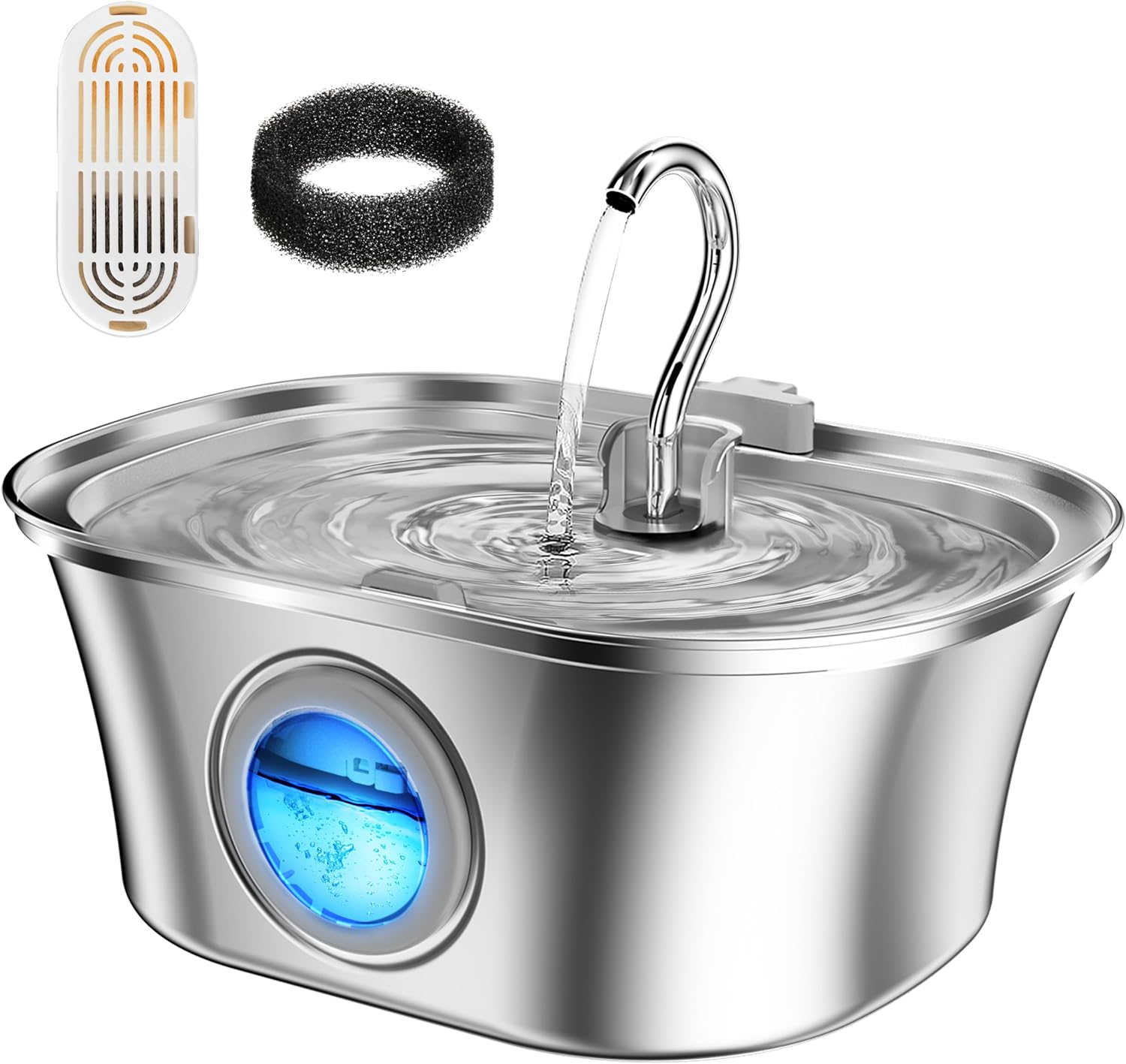 Cat Water Fountain with Water Level Window, HICC P...