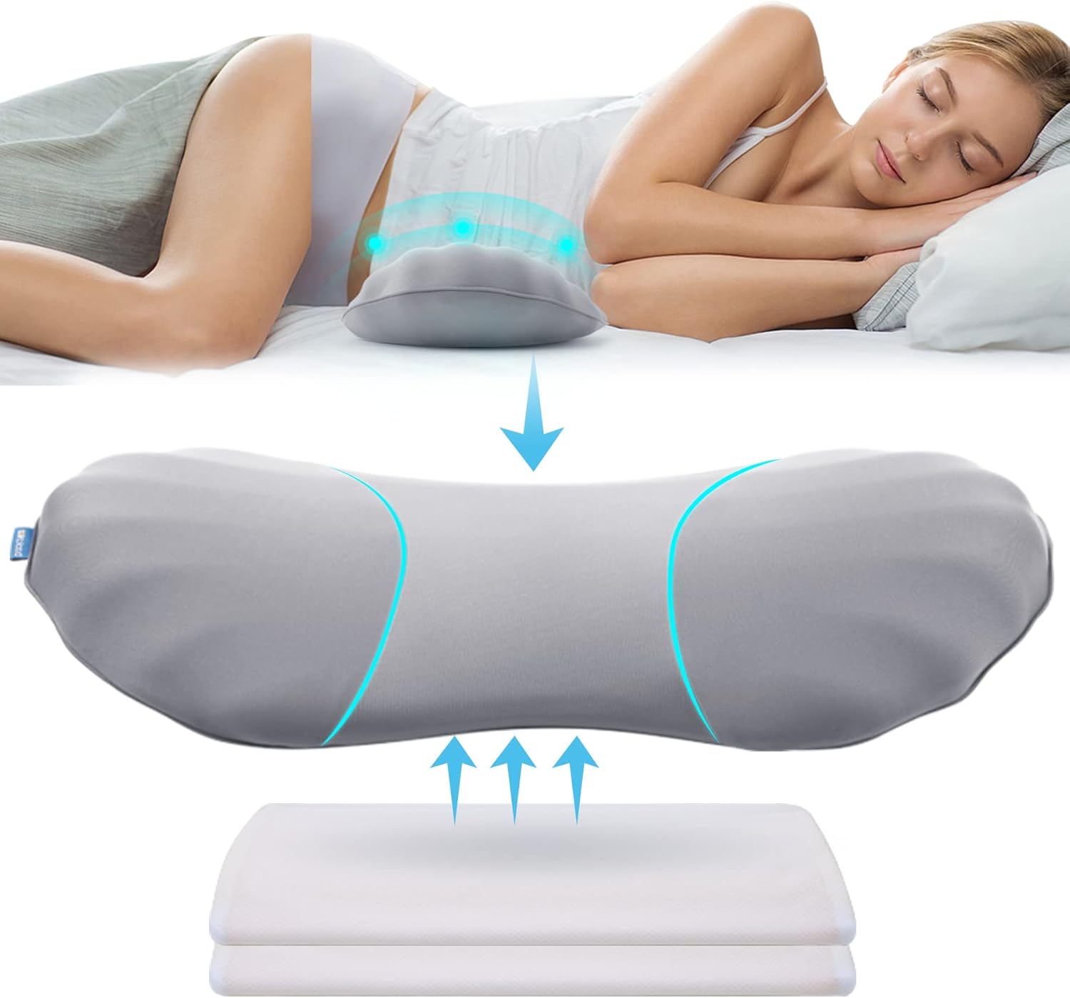 Adjustable Lumbar Support Pillow for Sleeping Memory Foam Back Support Pillow fo...