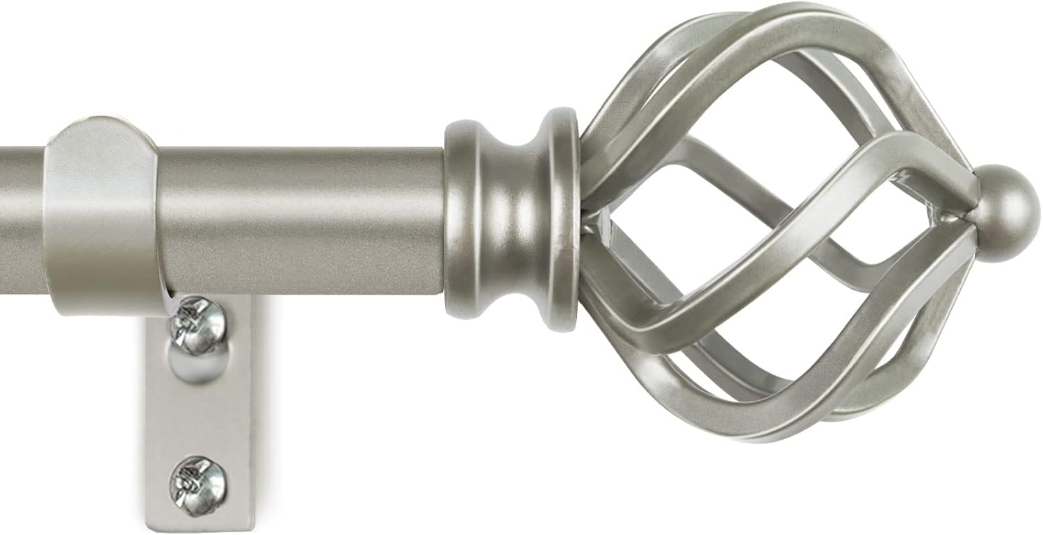 KAMANINA Antique Silver Curtain Poles for Windows 80 to 148 cm, 19 mm Diameter C...