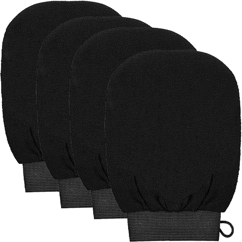 4 PCS Exfoliating Gloves, Exfoliation Scrubbing Mitt Black Deep Body Exfoliating...