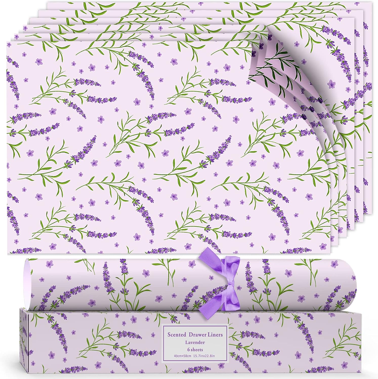 Lavender Scented Drawer Liners, Scent Paper Liners for Drawers, Fragrant Drawer...