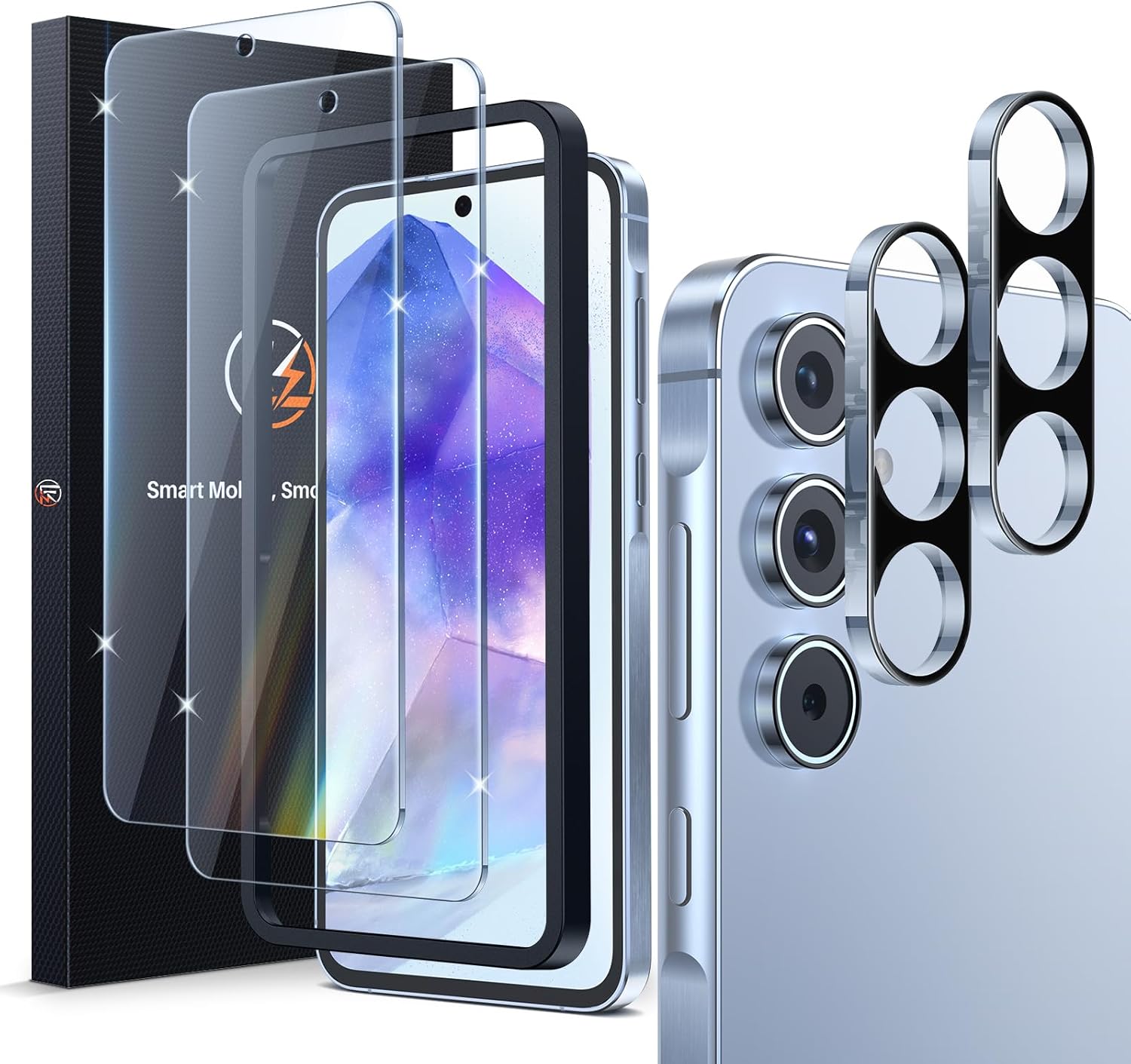 LK 2+2 Pack for Samsung Galaxy A55 Screen Protector, 2 Tempered Glass Film + 2 C...