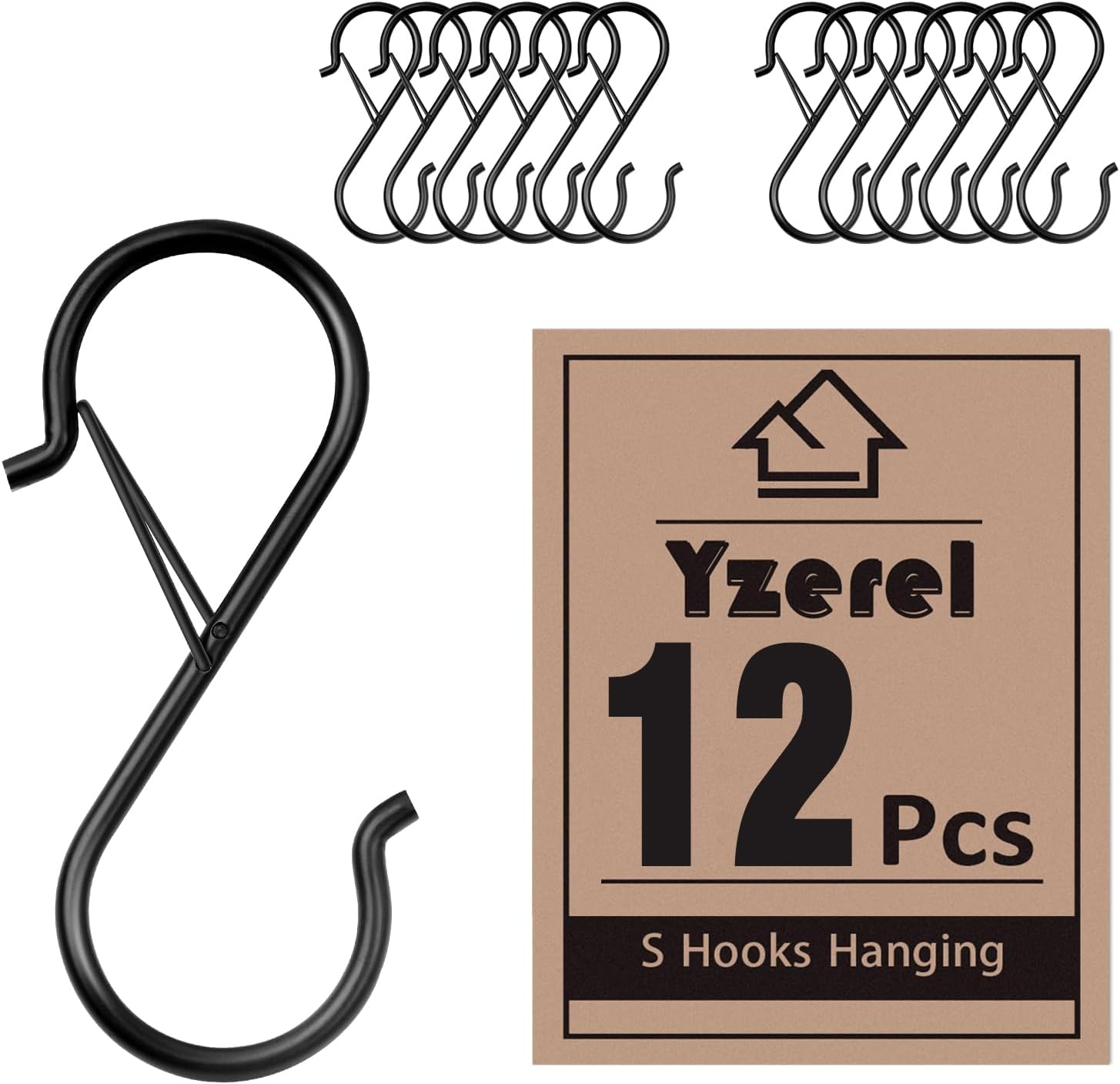 12Pcs S Hooks Hanging Safety Buckle - 3.5 inch Heavy Duty S Hooks,Hanging Plants...