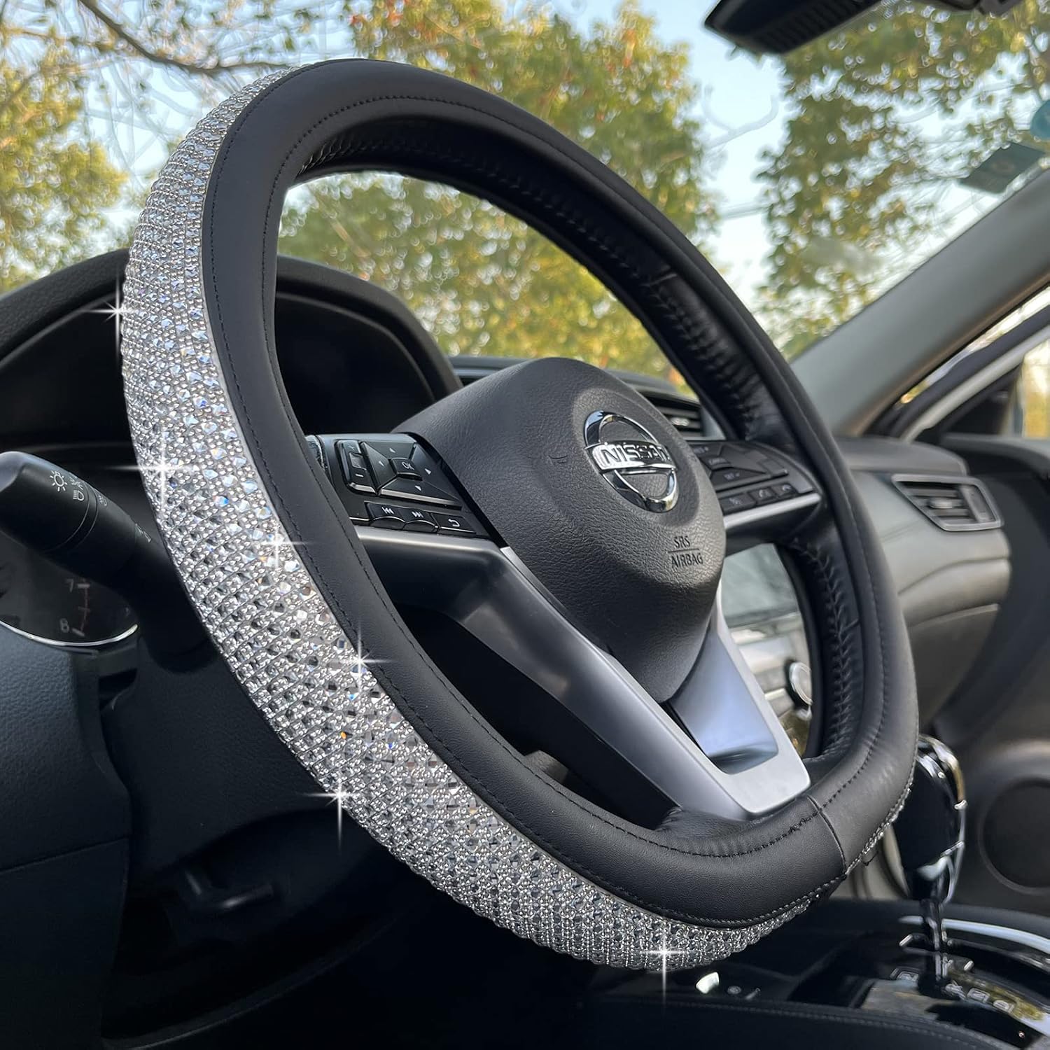 PINCTROT D Shaped Bling Comfy Steering Wheel Cover...
