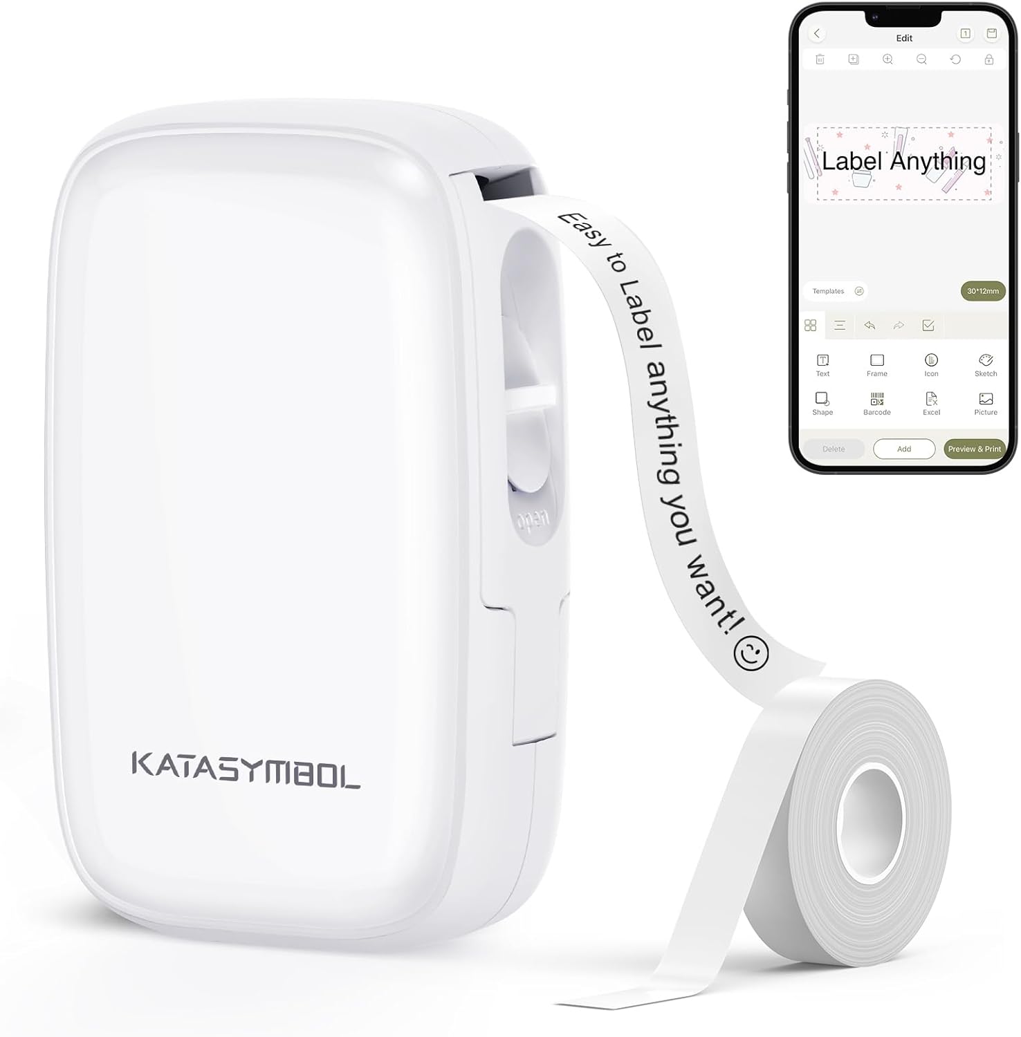 SUPVAN E16 Bluetooth Label Maker Machine with Tape, Continuous Waterproof Label,...