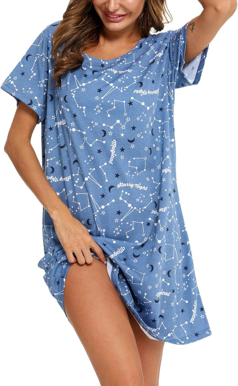 ENJOYNIGHT Womens Nightgowns Cotton Sleepwear Plus Size Sleep Shirt Short Sleeve...