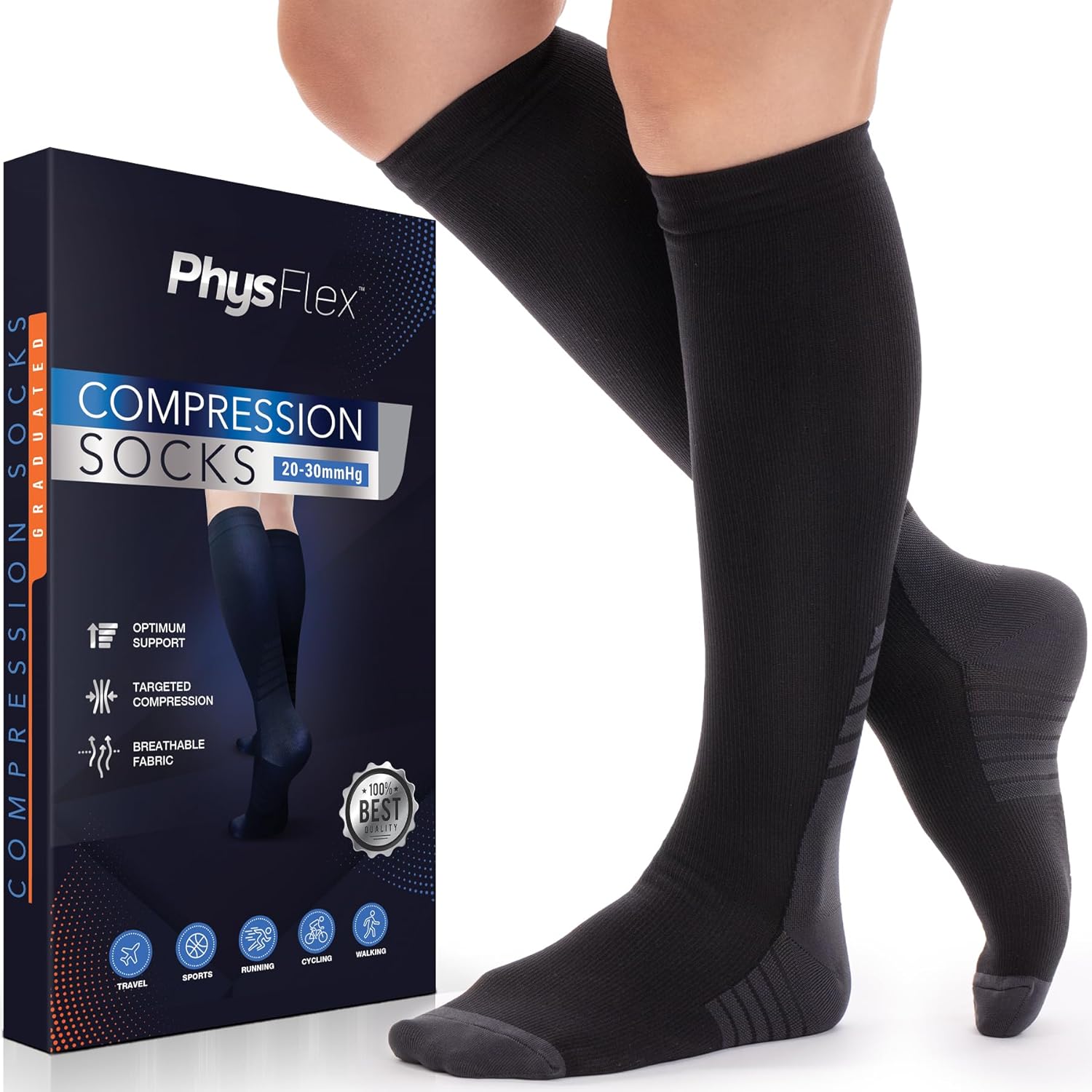 Compression Socks for Women and Men - Best Support for Running, Flying, Pregnanc...