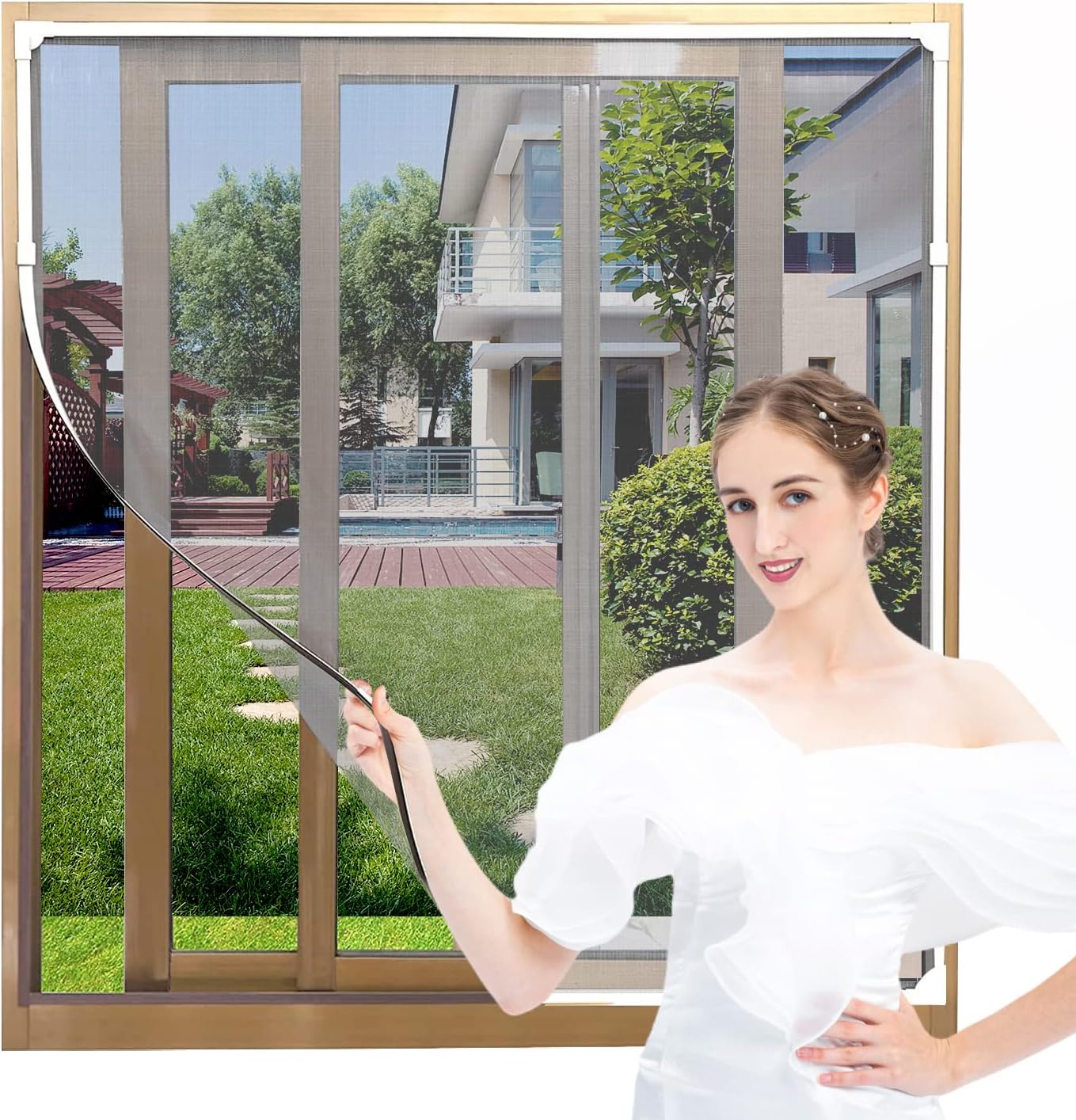 AMLOOPH Magnetic Window Fly Screens for Windows Nets to Keep Bugs Out, Up to 120...