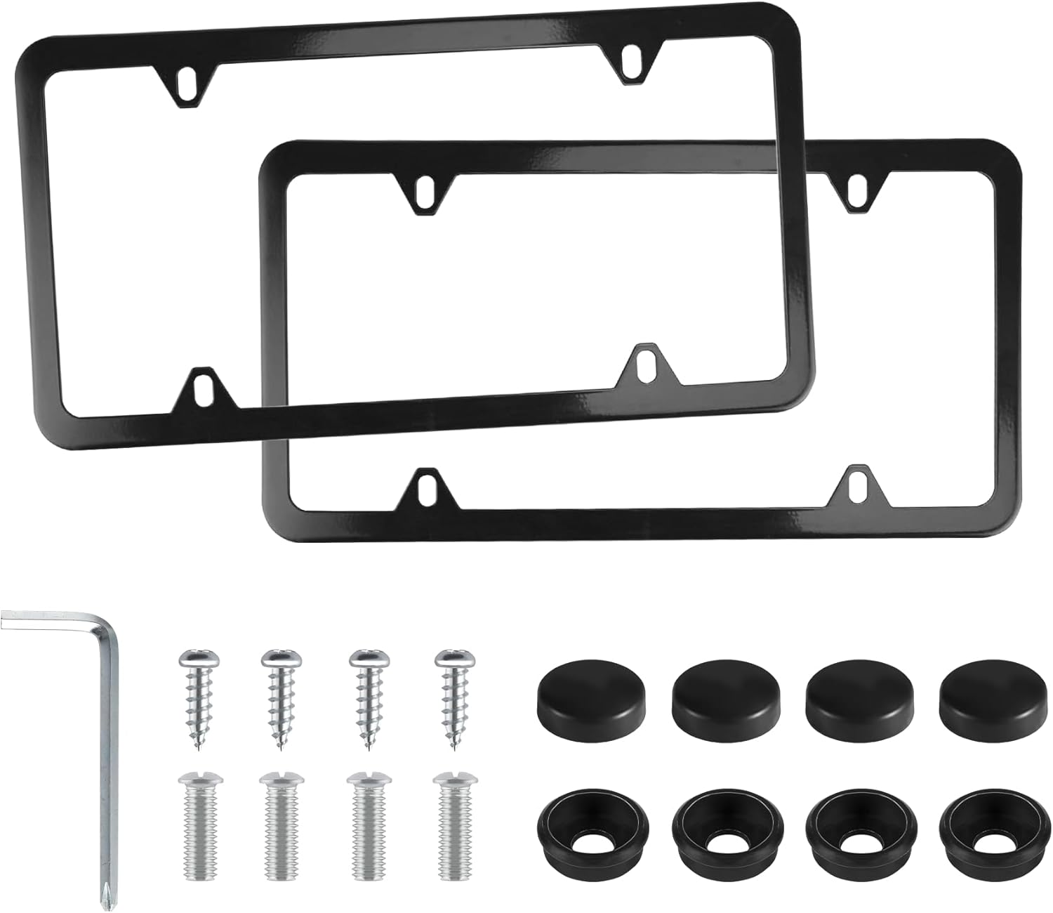 LivTee 4 Holes Stainless Steel License Plate Frames, 2 PCS Car Licence Plate Cov...