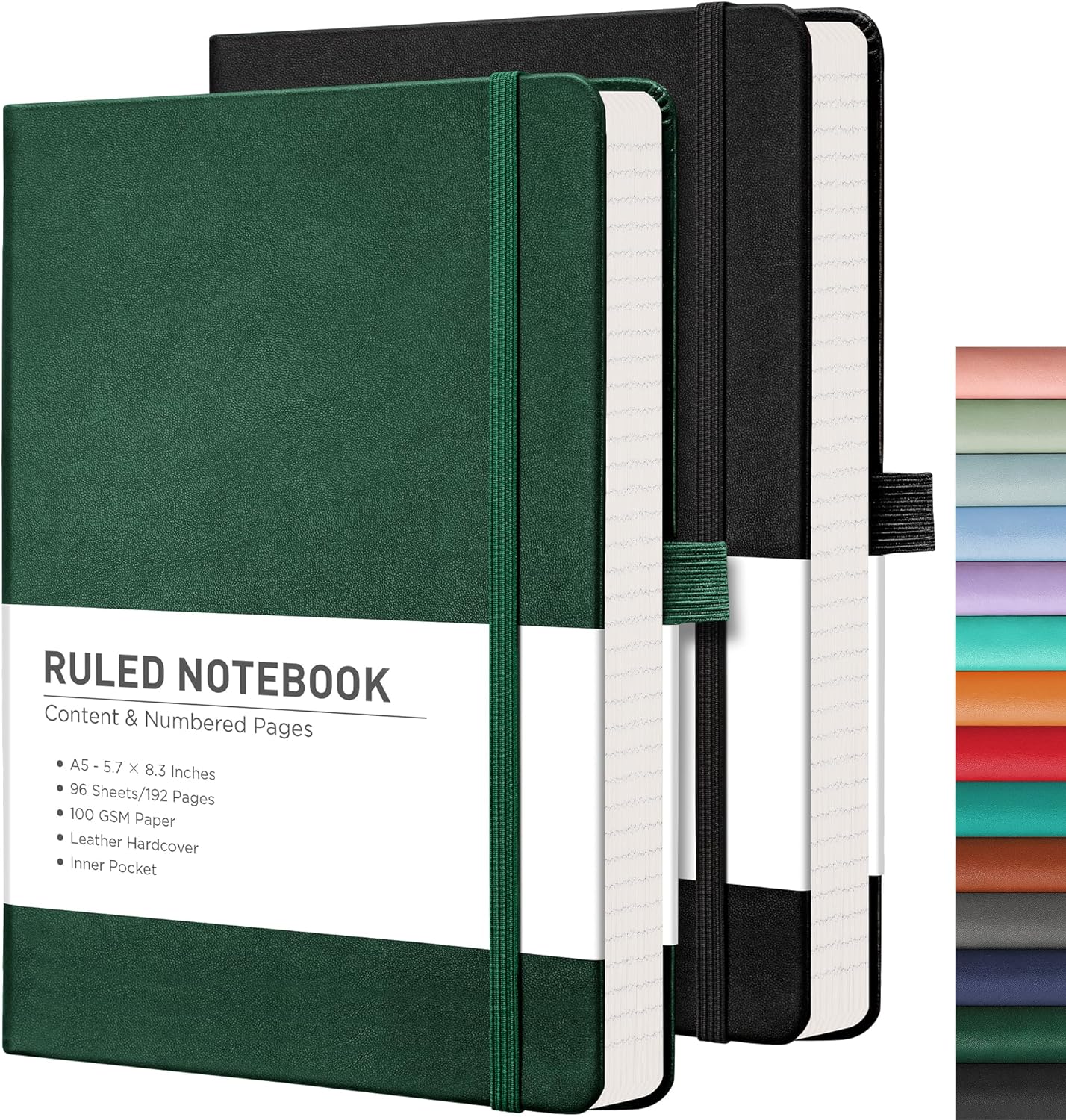 RETTACY Journaling Notebooks, 2-Pack, A5 Lined Journal Notebook with 192 Numbere...