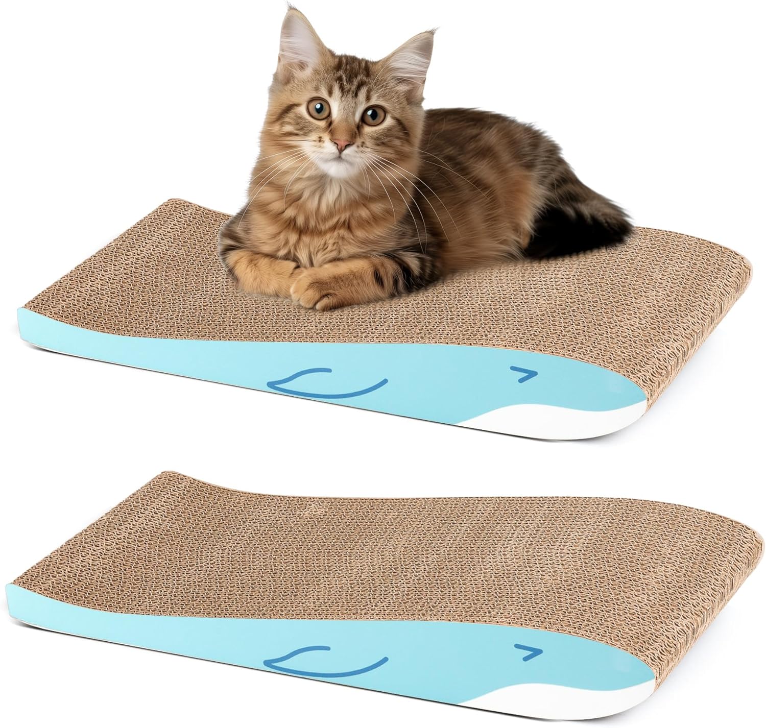 ComSaf Cat Scratching Board 2 Pack, Cat Scratcher Cardboard, Curved Cat Scratche...