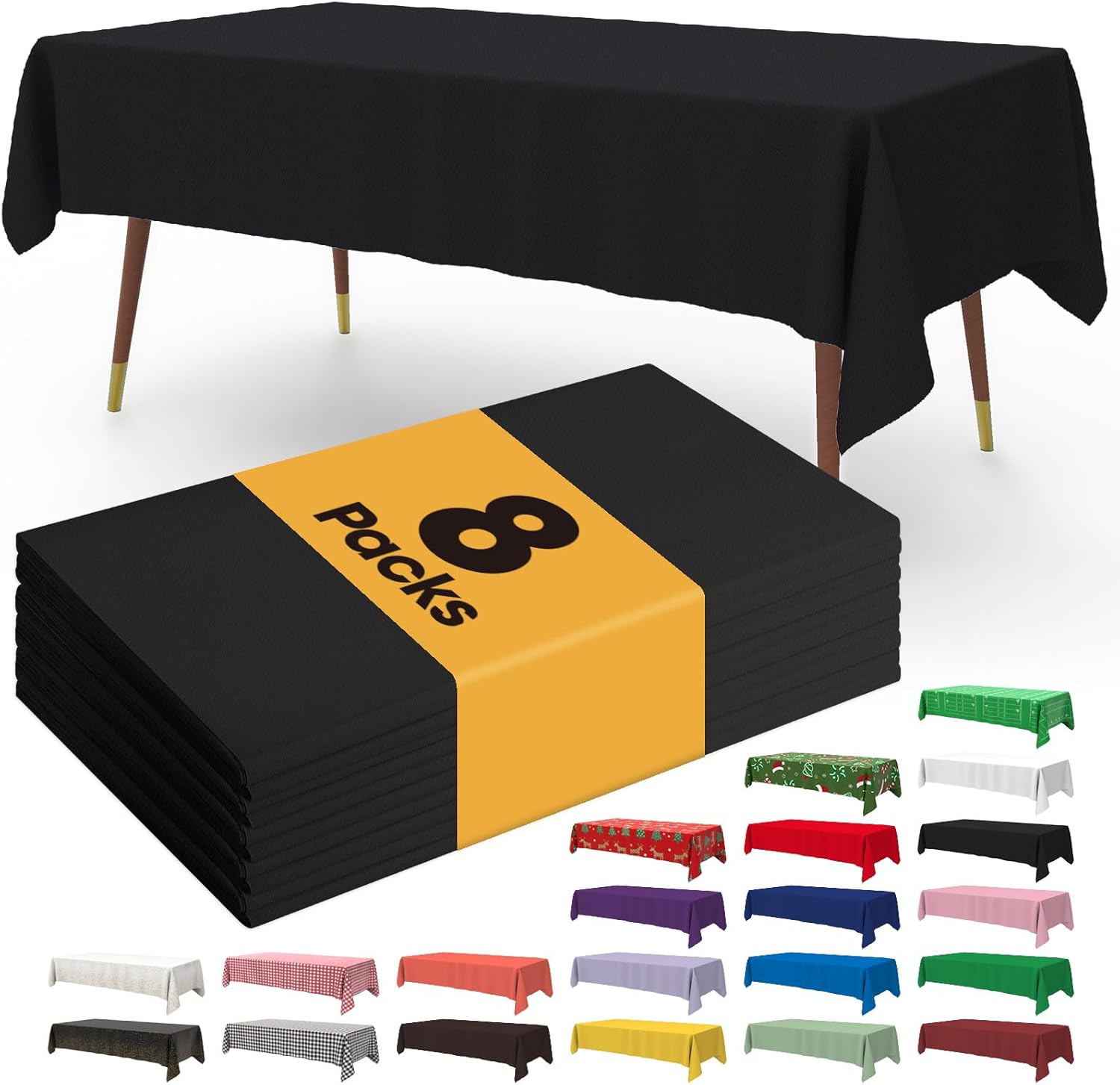Pureegg Plastic Table Cloth Disposable - 8 Packs, Table Cloth for Retangle Table...