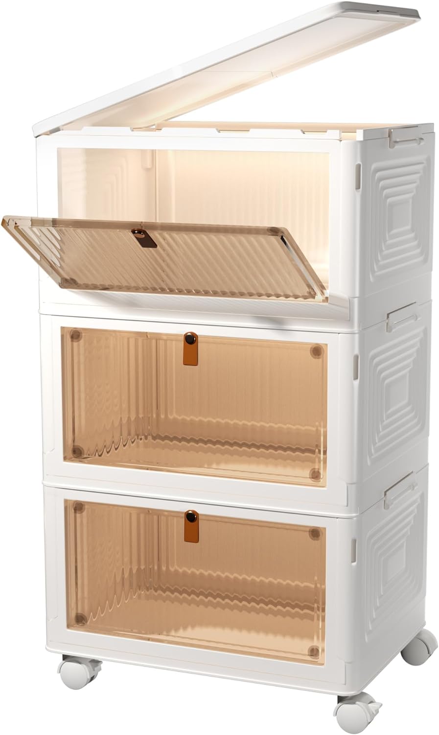 3 Tier Stackable Storage Bins with Lids, 23Qt Plastic Storage Containers with Ma...