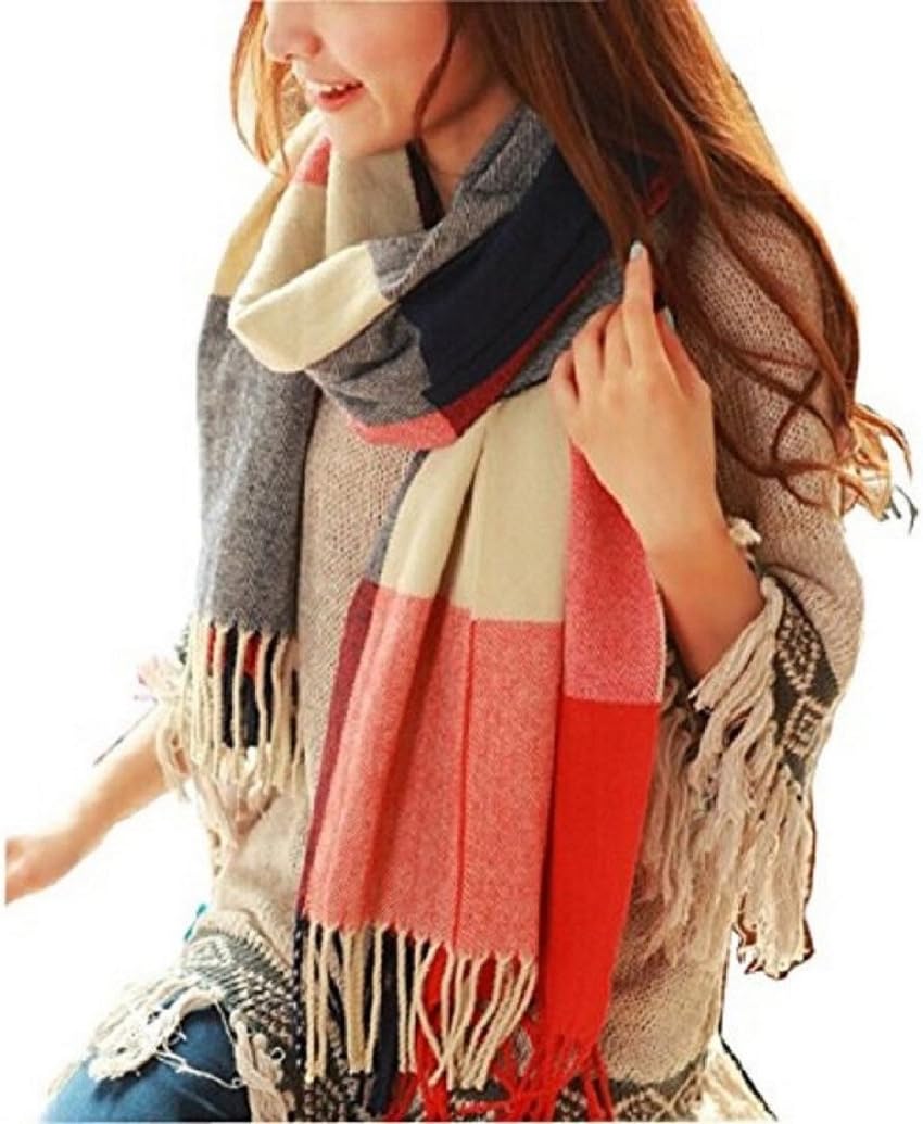 heekpek Winter Long Soft Warm Tartan Check Scarves Wraps for women Wool Spinning...