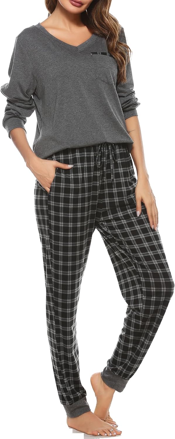 Vlazom Pyjamas Set for Women, Soft Two Pieces Pj's Sets Long Sleeve Tops and Pla...