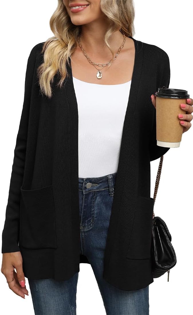 Yommay Cardigan for Women Loose Casual Lightweight Ladies Long Sleeve V-Neck Kni...