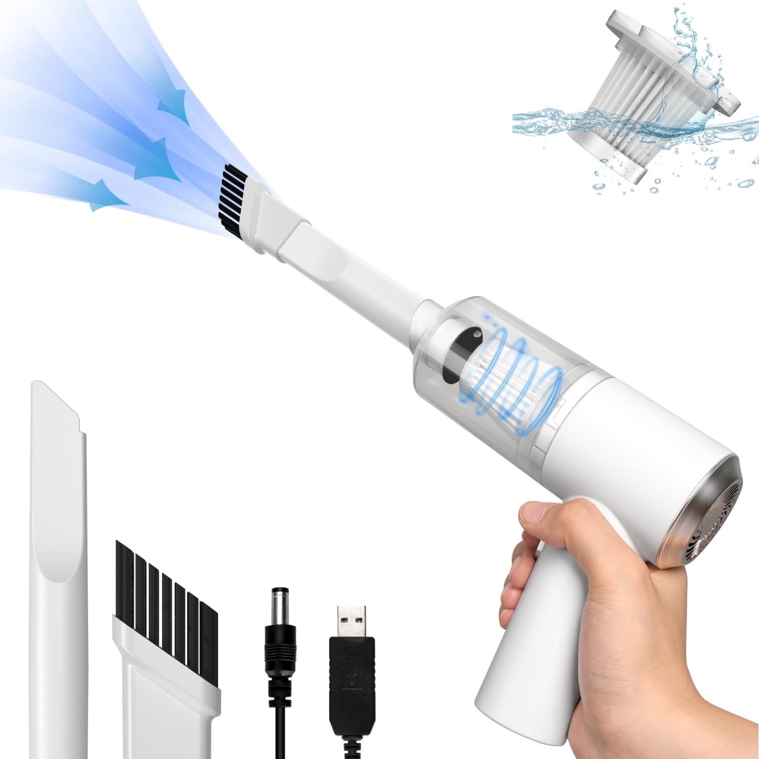 RealPlus Mini Car Vacuum Cleaner Cordless, Rechargeable 50W 6000PA Handheld Vacu...