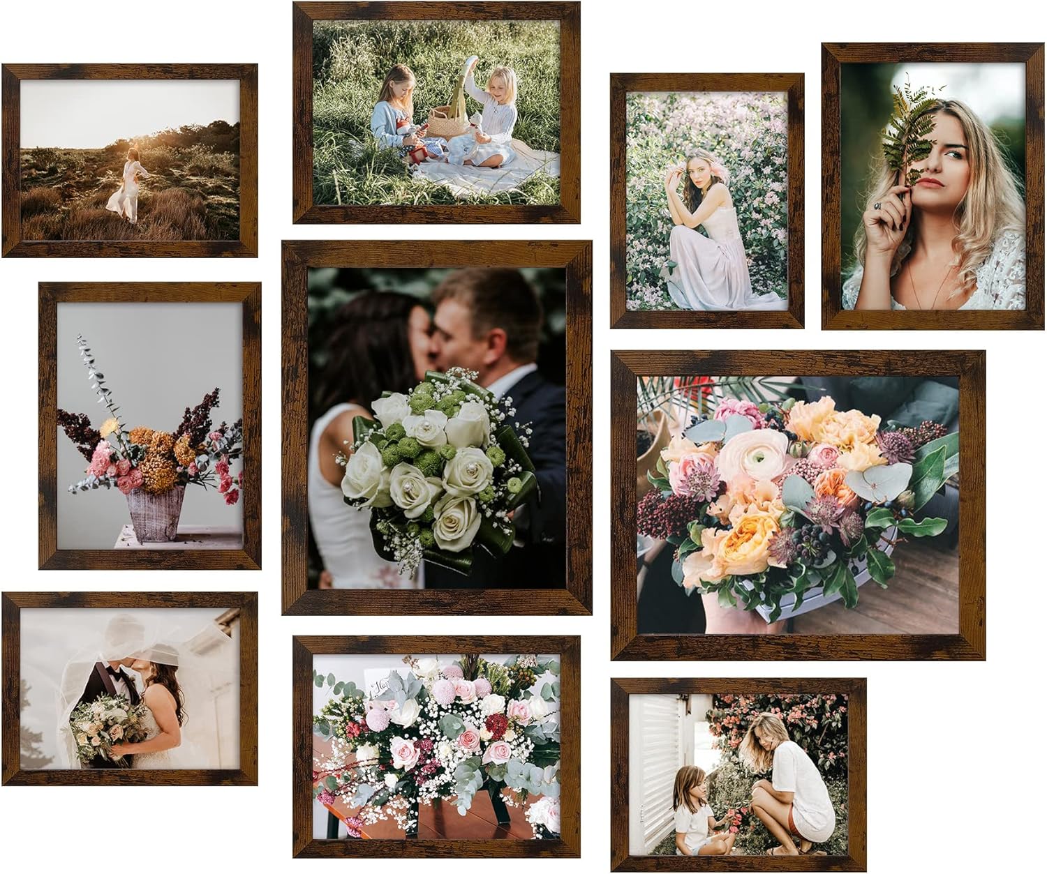 LUCKYLIFE Picture Frame Set, Special Gallery Wall Frame Collage with 8x10 5x7 4x...