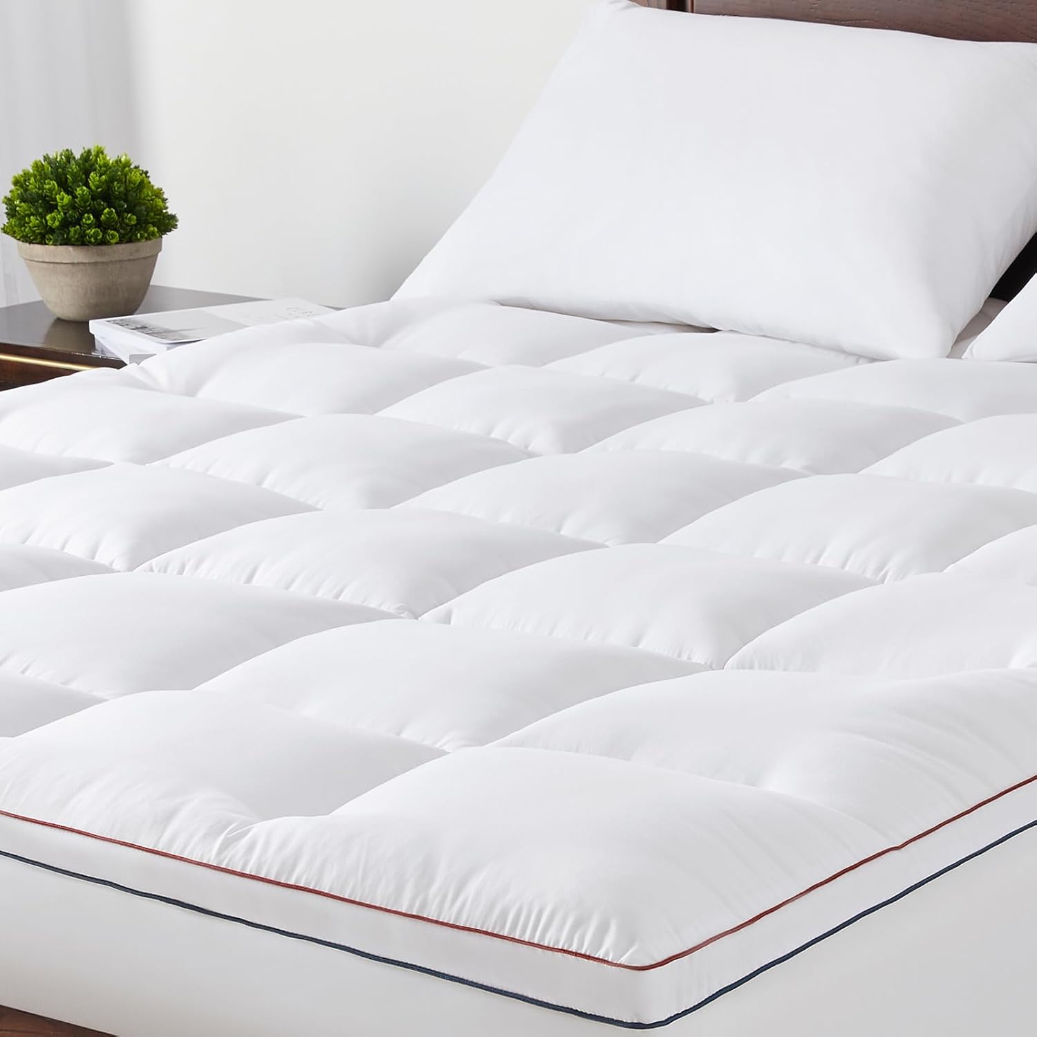 JKMAX Mattress Topper Queen - Pillow Top Mattress Topper Pad Extra Thick Cover w...