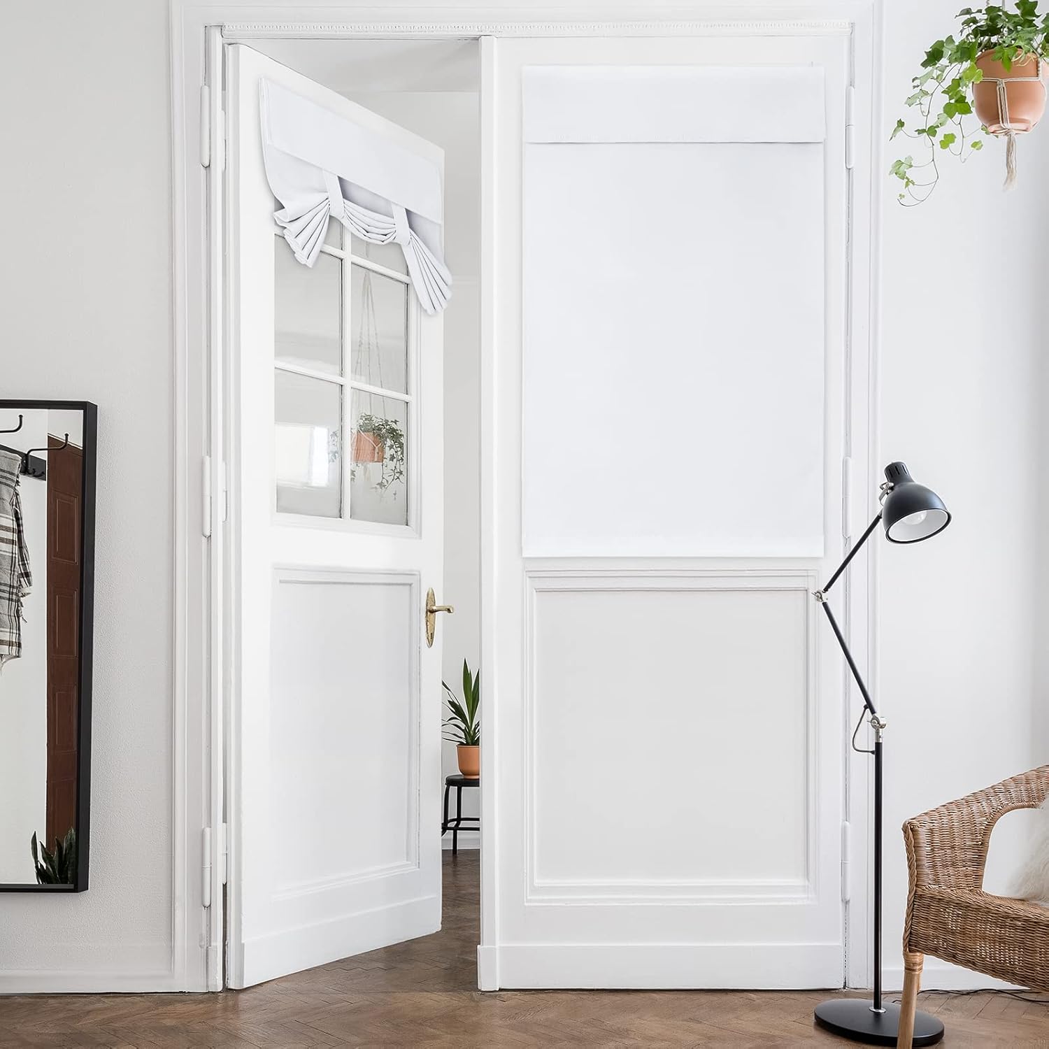 HOMEIDEAS Pure White French Door Curtains, Privacy Door Curtains for Door Window...
