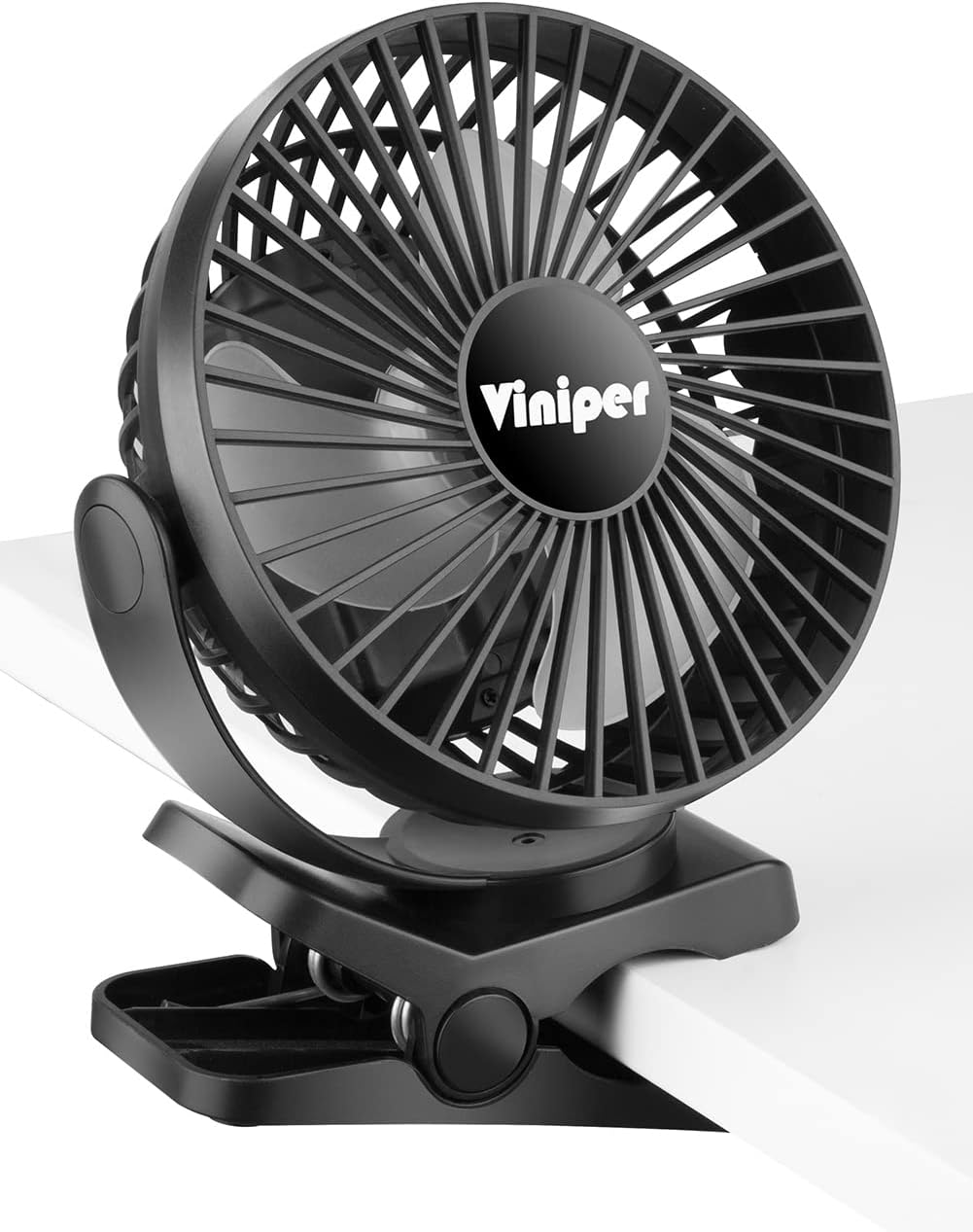 Viniper 6 inch Rechargeable Clip on Fan, 5000mah Battery Desk Fan : 360° Rotatio...